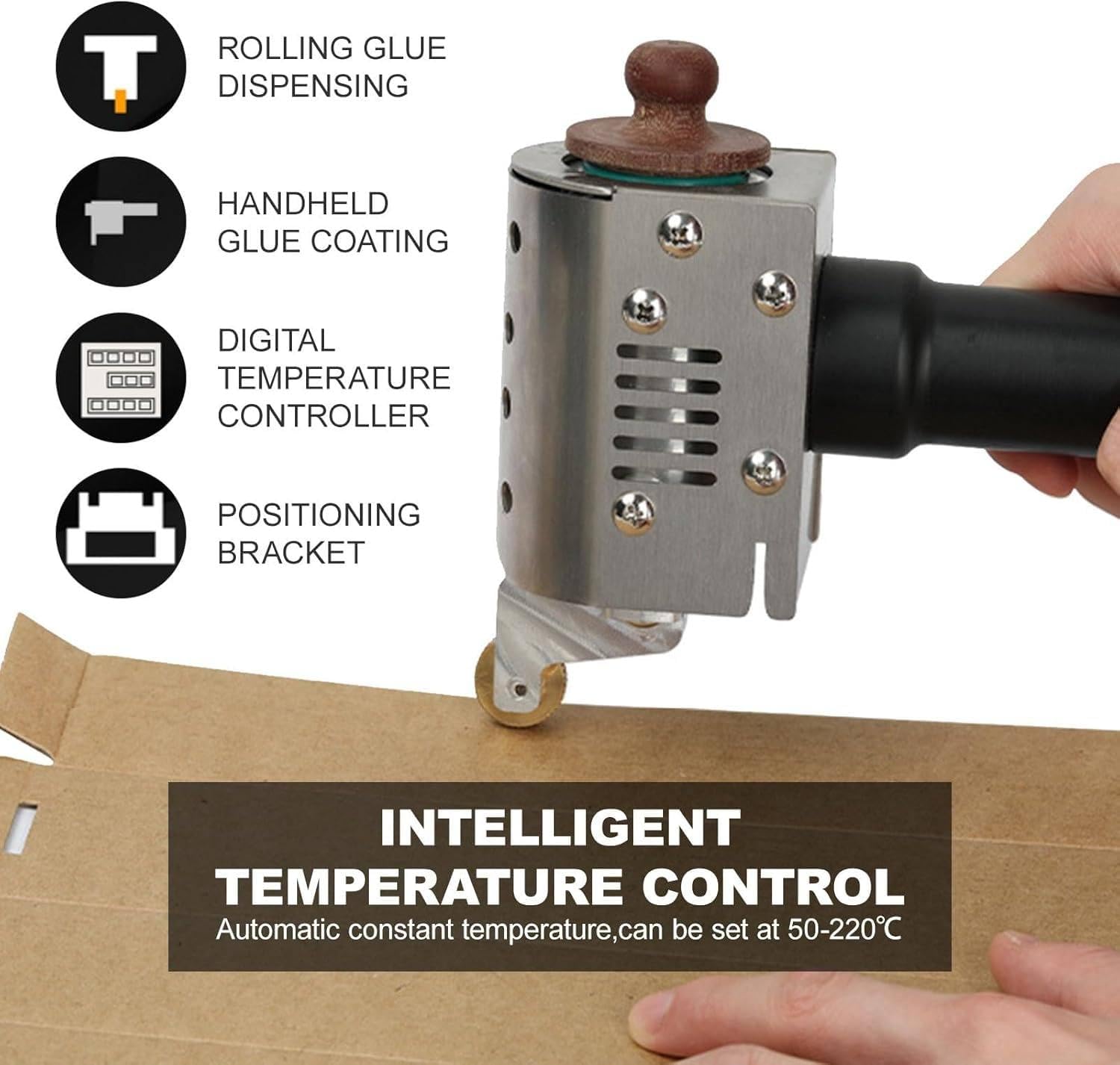 Digital Display Hot Melt Gluing Machine, 50-220℃ Temperature Adjustment, 50 ml Hot Melt Glue Dispensing Tool Hand-held, for Bond Plastics, (3mm)