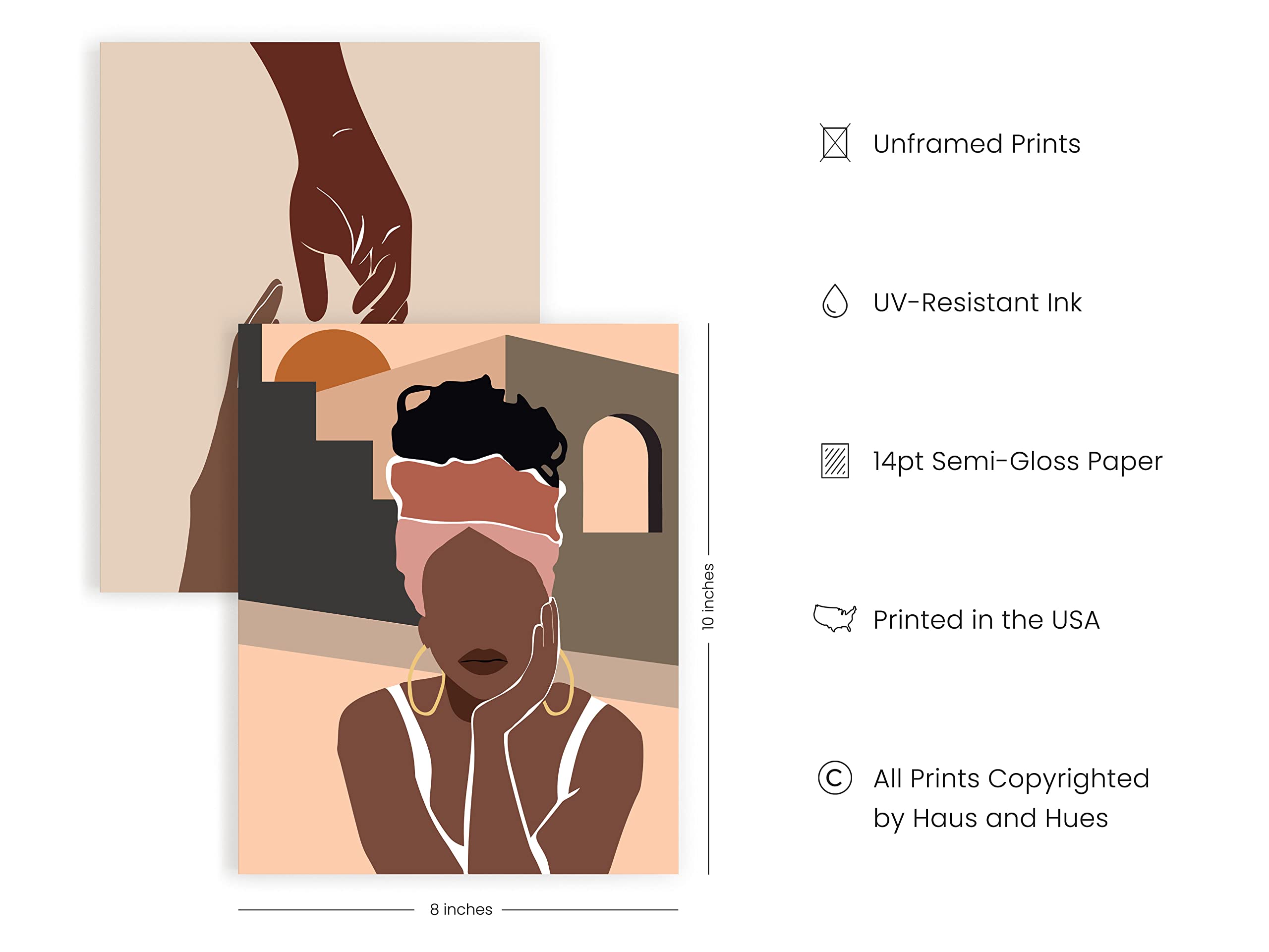 HAUS AND HUES Black Woman Wall Art – Set of 6 Black Girl Magic Prints, Women of Color Posters, Fashion-Inspired Wall Art (Unframed, 8