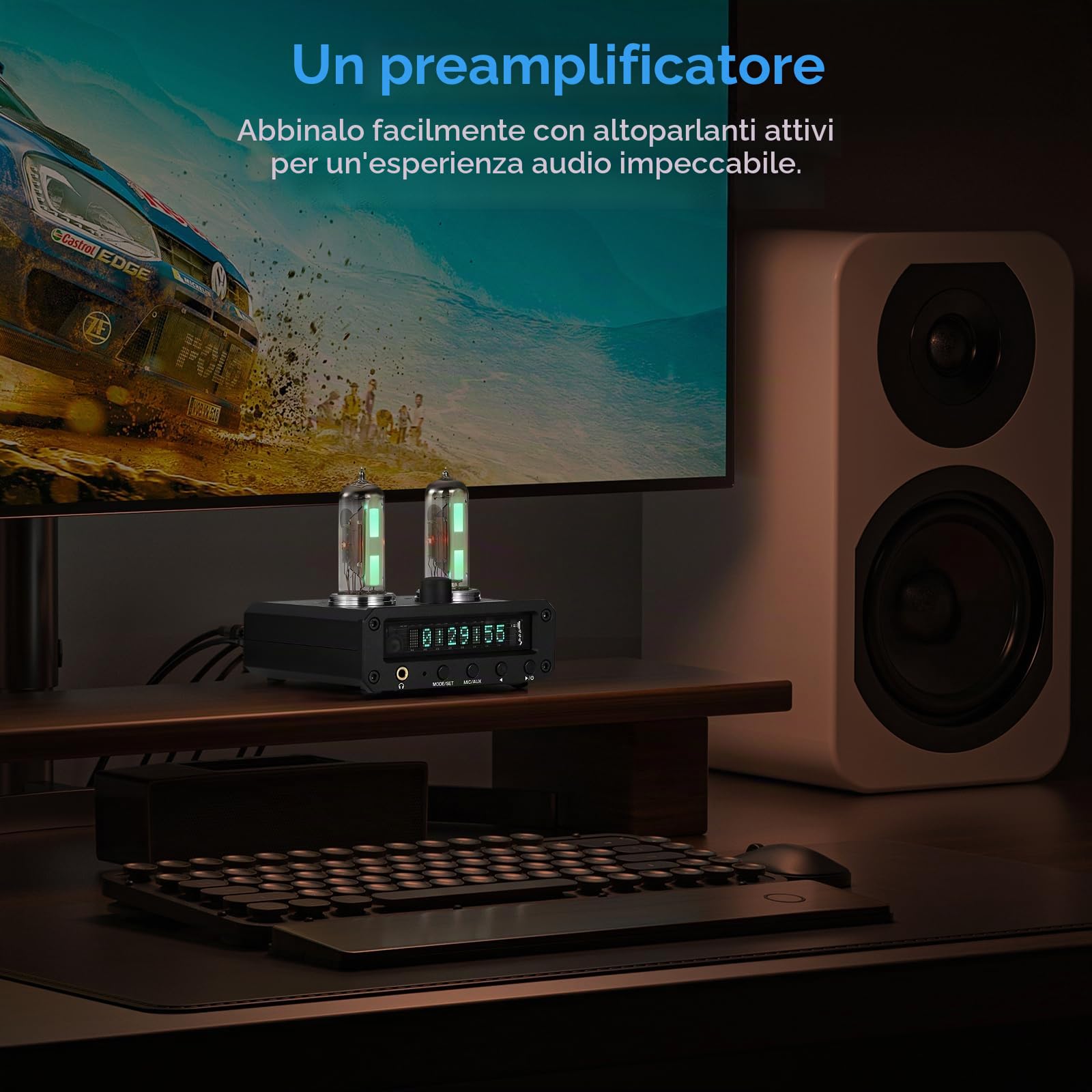 Douk Magic 6E2 - Amplificatore stereo per cuffie, indicatore sonoro, radio FM