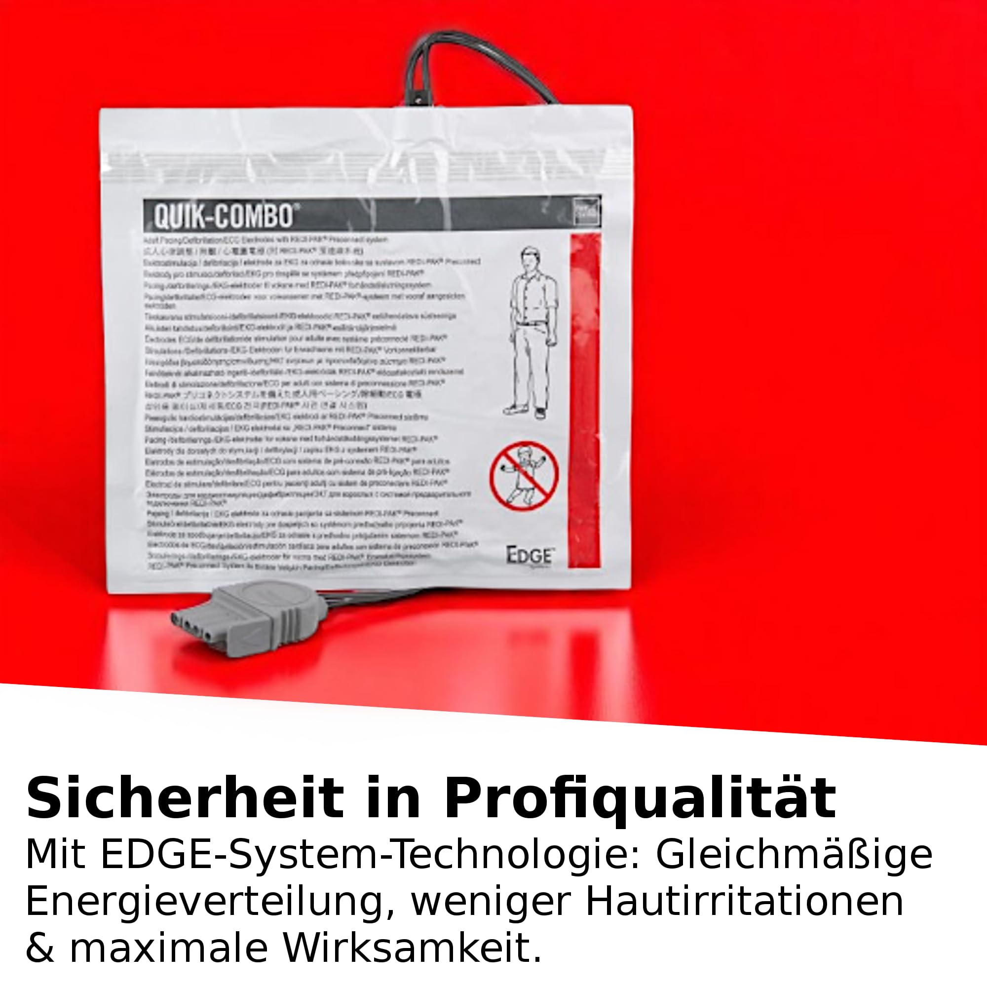 Physio Control QUIK-COMBO Elektroden für LIFEPAK AED Defibrillator LP1000, LP500, LP15, LP20 & LP10e, AED-Zubehör Erste-Hilfe Defi Defibrilator Gerät Ersatz Klebeelektrode Pads Kabel Rettung