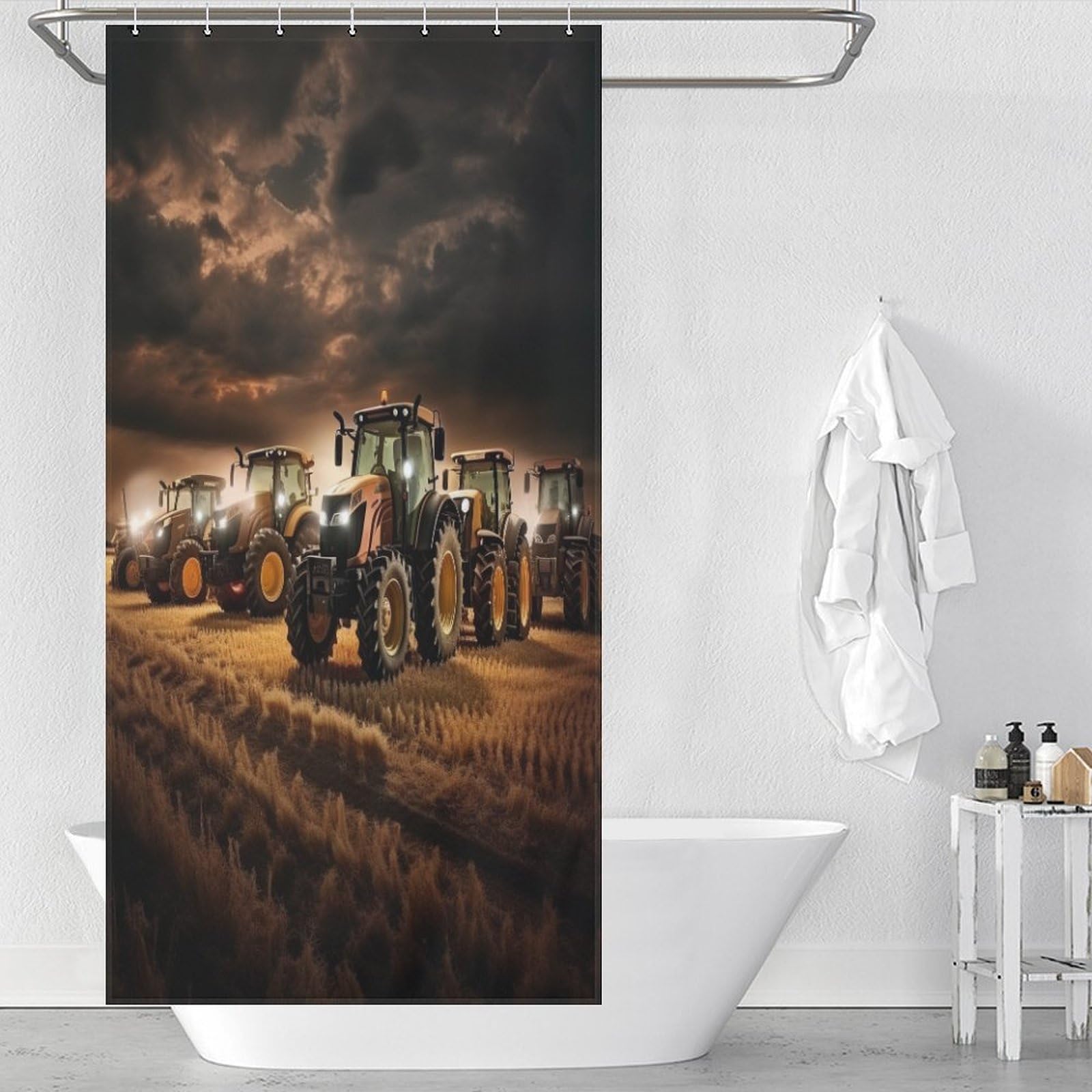 Rideau de douche tracteur tissu polyester imperméable 92x183cm lavable