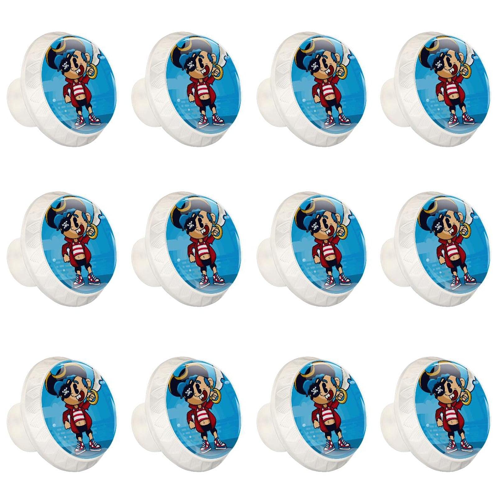 Boutons d'armoires de cuisine ronds bleu pirate pour tiroirs et placard | Lot de 12