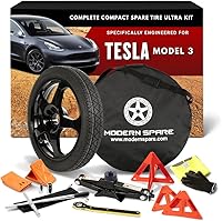 Vista 10 de Modern Spare Kit completo de neumáticos de repuesto compactos con funda de transporte, se adapta a Tesla Model 3 2017-2025