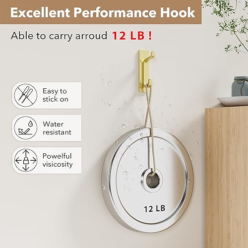 Miniatura 3 de Ganchos autoadhesivos, acero inoxidable resistente, extra pegajosos de 13.2 lbs (MAX), ganchos para colgar en la pared y en la puerta, ganchos para