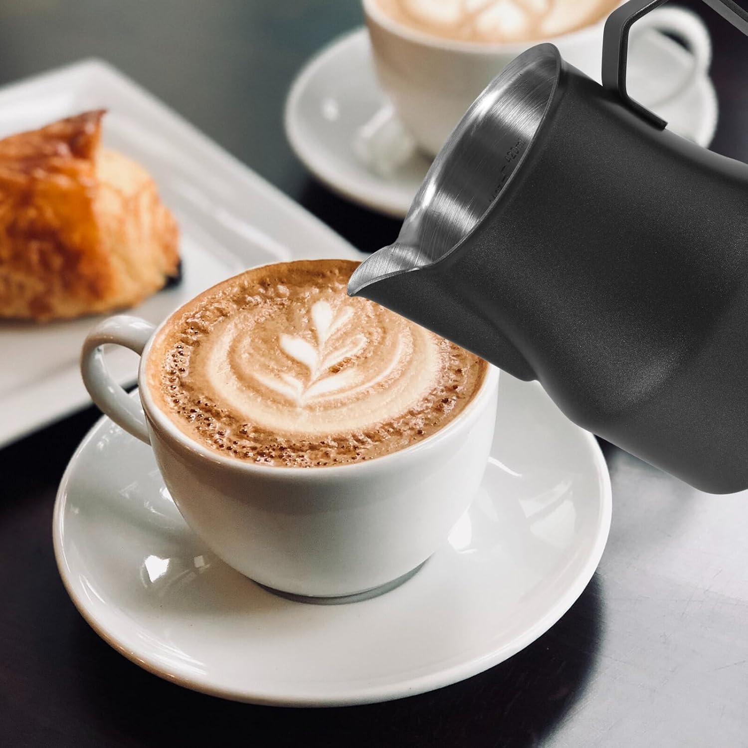 Stainless Steel Milk Frother Pitcher with Pointed Spout for Precise Pouring Espresso Machine Accessory for Home and Commercial Coffee Bar Portable Metal Steaming Jug for Latte Art
