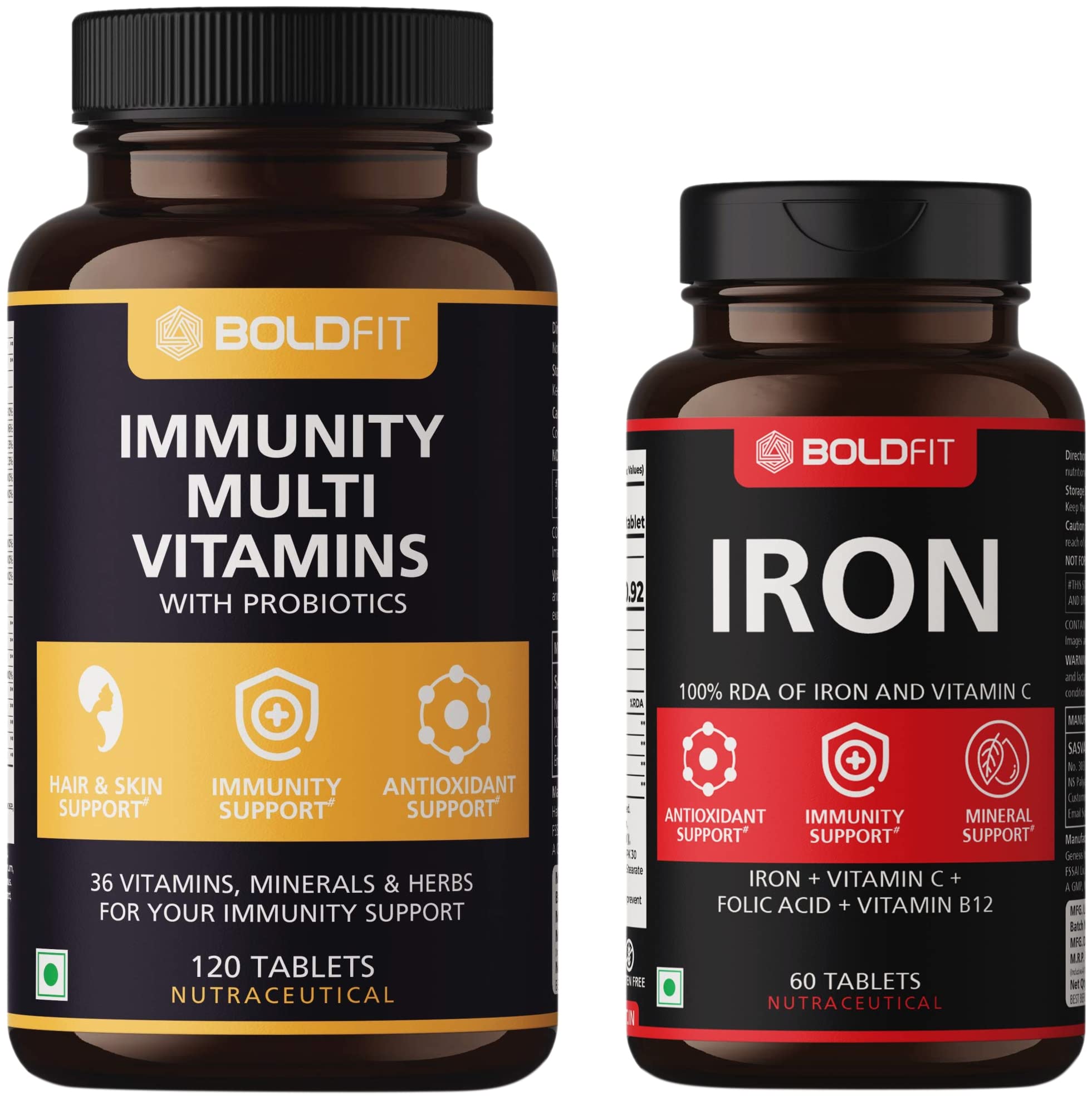 Boldfit Multivitamin For Men & Women (120 Veg Tablets) & Iron supplement for women & Men- 60 Veg tablets-image-38