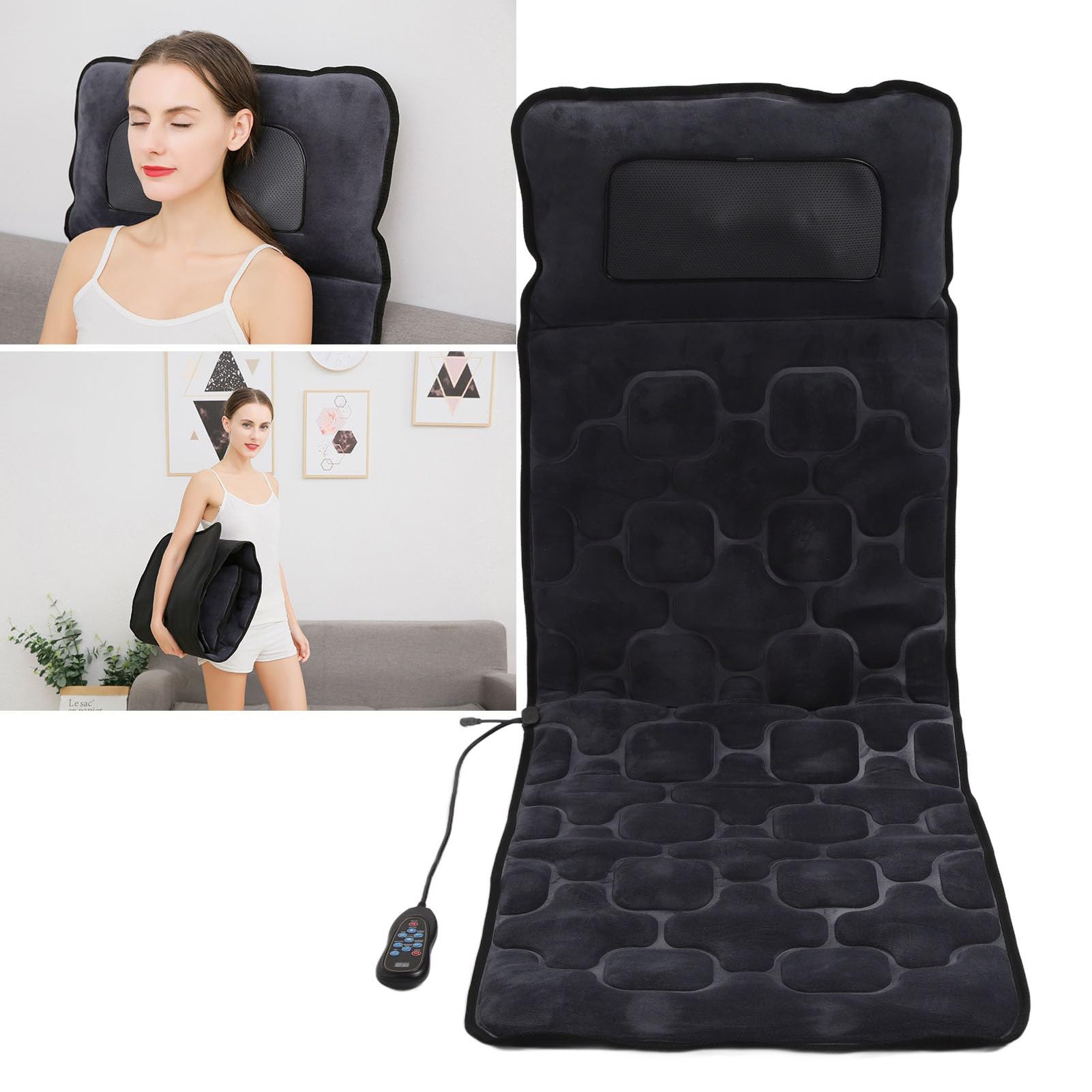 Fabater Ganzkörpermassagematte Massagesitzkissen mit Wärme, 10 Vibrationsmotoren und 9 Massagemodi, Massagegerät für Nacken, Rücken, Oberschenkel, Beine, Geschenke für Papa, Mama