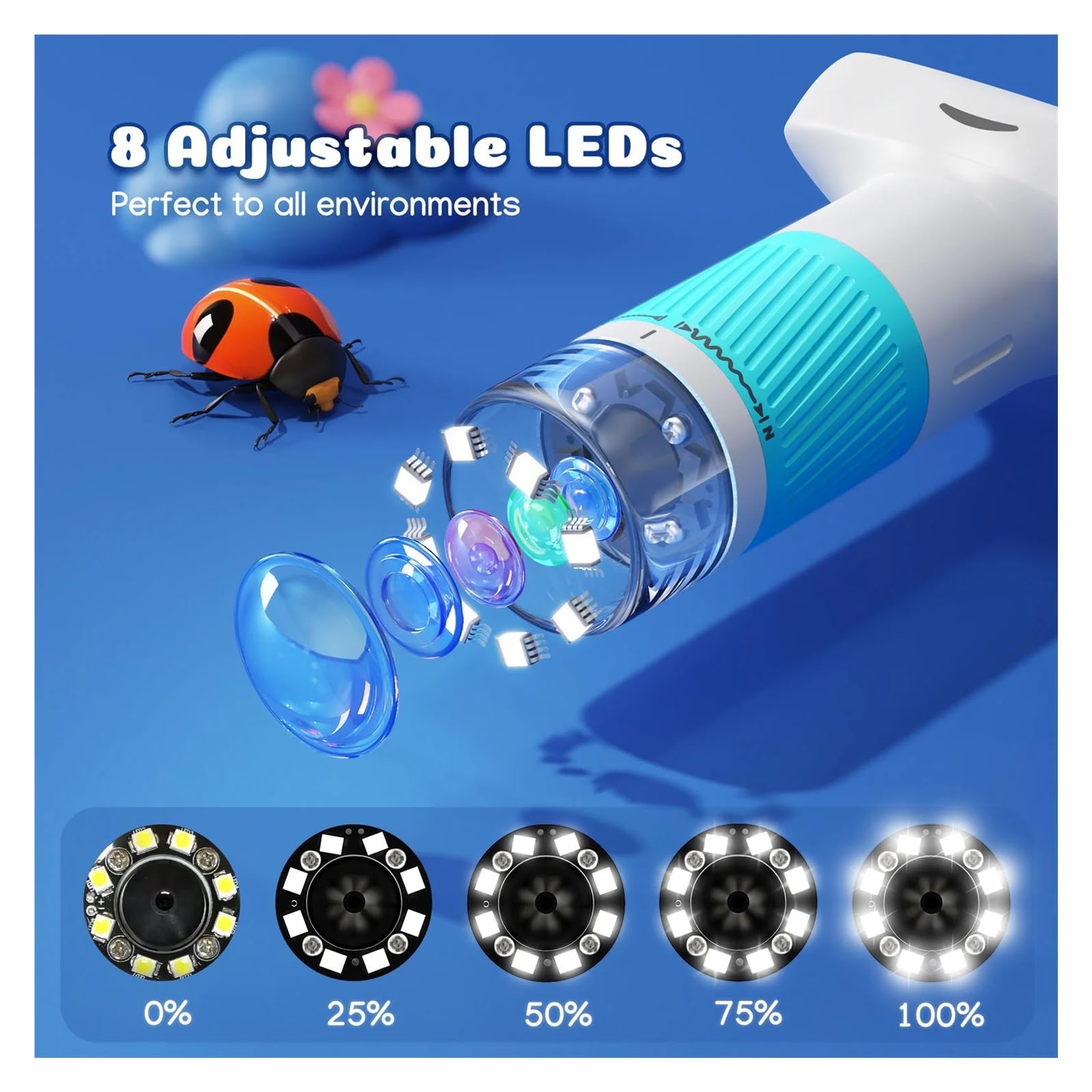 Microscopio e sveglia 2 in 1 for bambini - Giocattolo educativo STEM con luce, ingrandimento 1000X, Strumenti ampiamente utilizzati(Oranje)