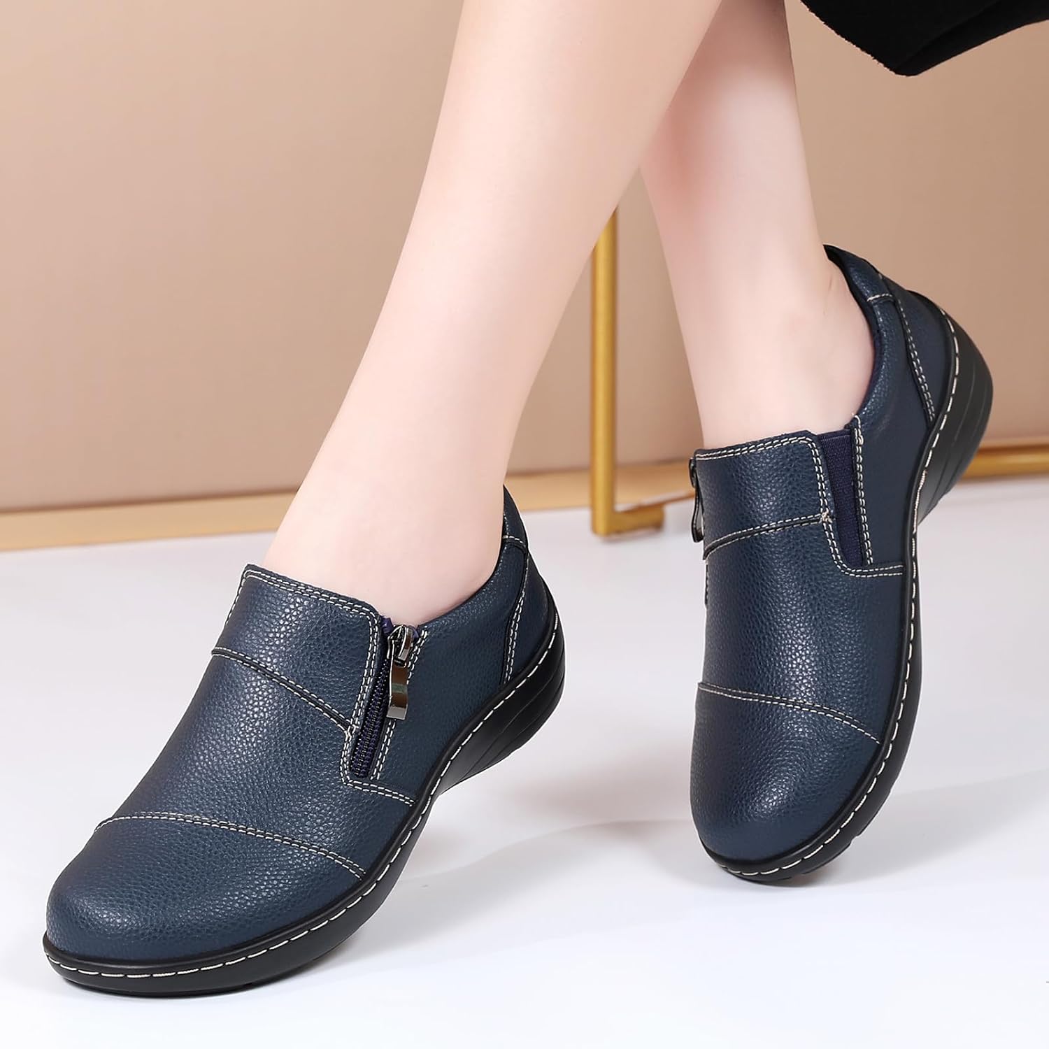 Loafers for Women Women's Loafers & Slip-Ons Zipper Walking Flats Casual Shoes Orthopedic Shoes Comfortable Dress Shoes Office Work Shoes - Image 9