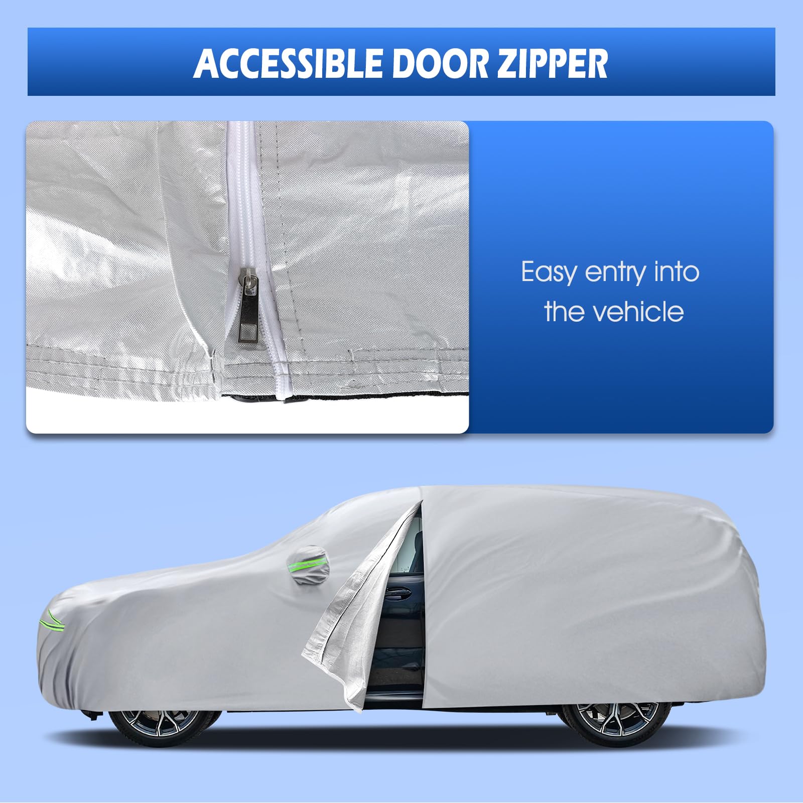 Car Cover Fit for BMW X5 2007-2025 Migaven Waterproof Full Exterior Cover Sun Rain Protection with Door Zipper — view 3
