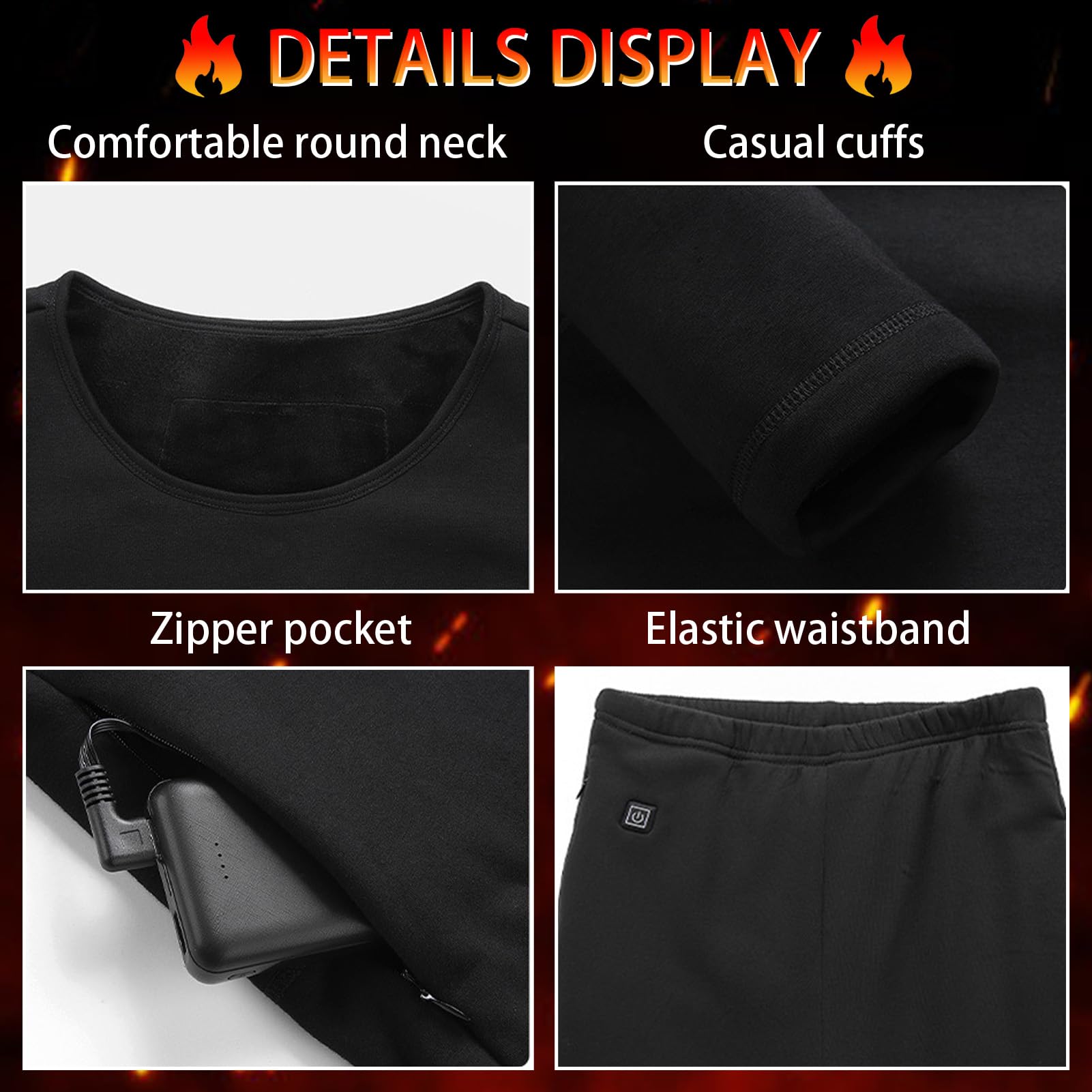 Ropa Interior Térmica para Hombre Parte Superior Calefactora De Espalda Pantalones Térmicos Calefactores De Fibra De Carbono, Deportes Al Aire Libre Cuerpo Cálido
