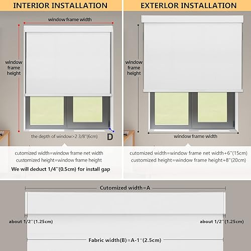 Miniatura 6 de ACMEART Persianas opacas motorizadas para ventanas, persianas enrollables eléctricas recargables con control remoto, persianas inteligentes que