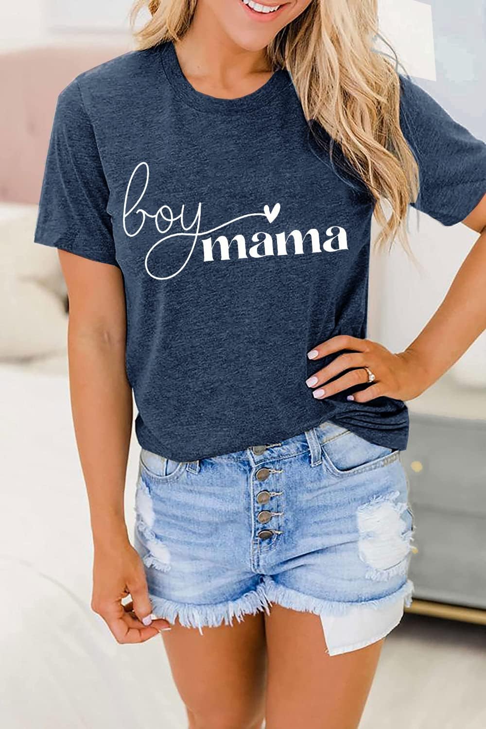 Life is Better with My Boys Shirt for Women Funny Mom Life T Shirts Casual Tops Tees Short Sleeve Boy Mom Shirt