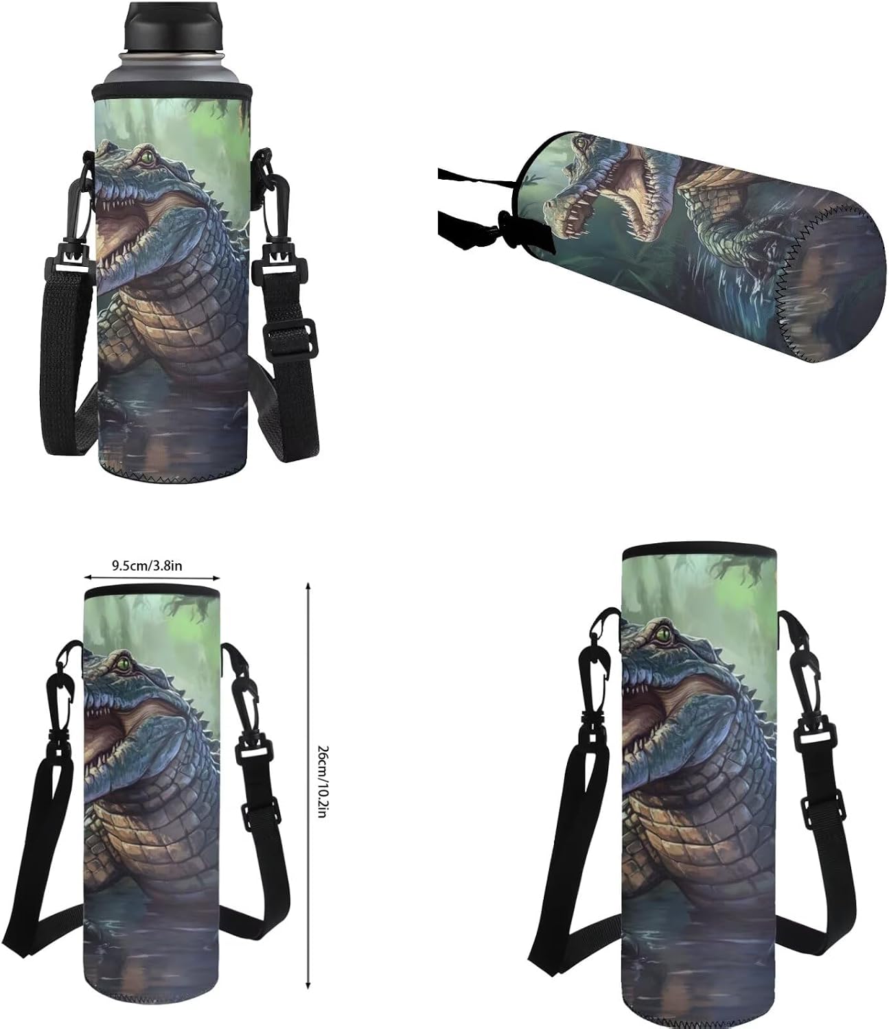 Gomyblomy Crocodile Backpack Set for Boys 8-10 10-12 Large Capacity 17 Inch Teens Kids Bookbag with Lunch Bag Pencil Case Water Bottle Sleeve 4 Pcs Elementary Schoolbag for Middle School