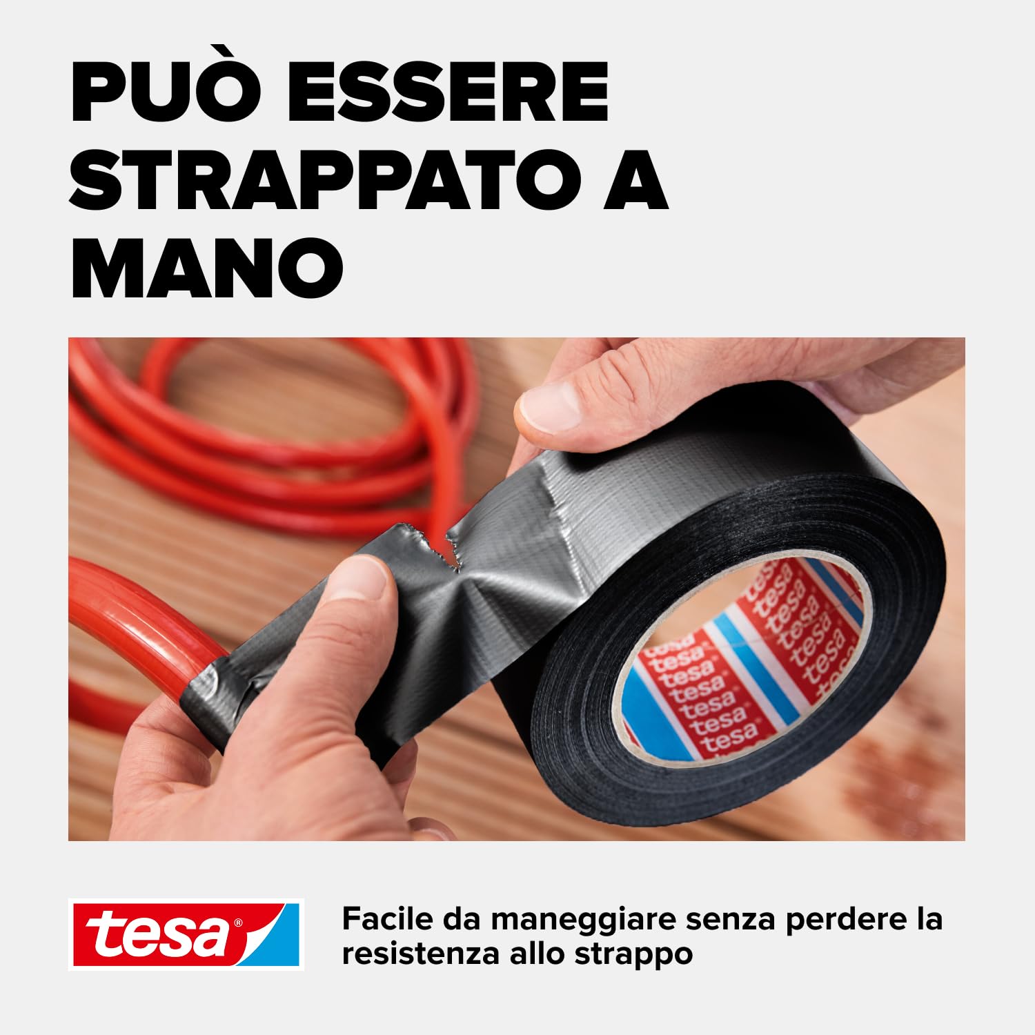 tesa extra Power Universal Duct Tape - Nastro Adesivo a Tenuta Extraforte - Nastro Versatile per Riparare, Fissare, Sigillare e molti altri Usi - Nero - 1 Rotolo - 25 m x 50 mm