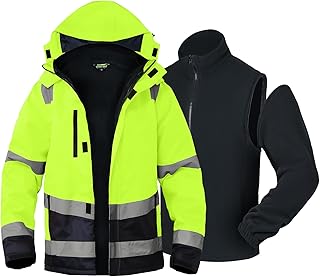 Vielseitige 3-in-1 Arbeitsjacke mit Reflektoren - Wasserdicht, Winddicht, atmungsaktiv - Ideale Winter-Arbeitskleidung und Warnschutzjacke für alle Jahreszeiten