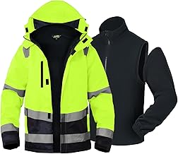 WORK IDEA Versatile 3-in-1 Work Jacket with Reflectors - Waterproof, Windproof, Breathable - Ideal Winter Work Wear and Hi-Vis Jacket for All Seasons