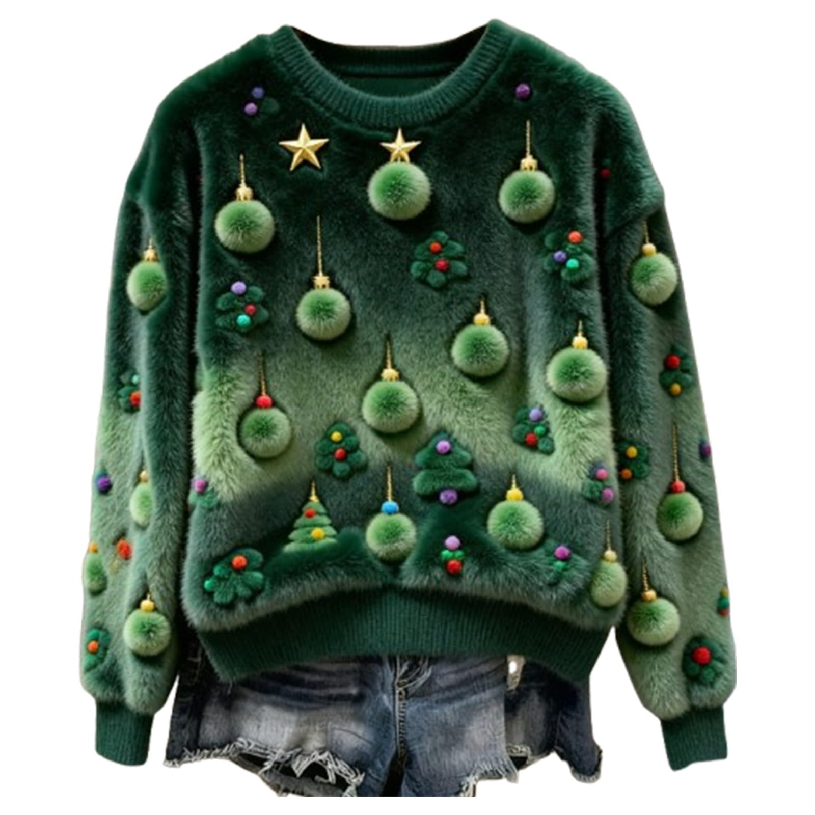 Pull Noel Femme Rigolo Hiver Drôle Sweat Pull à Col Rond et Manches Longues Sweatshirt Automne Hiver Décontracté Noël Renne Bonhomme de Neige Christmas Oversize Chaud Polaire Sweatshirt S-5XL