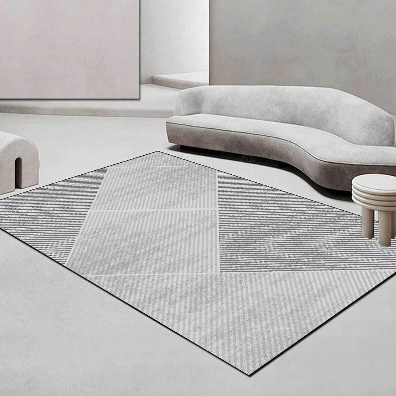 Tapis moderne lavable pour salon fini les taches de couleur gris