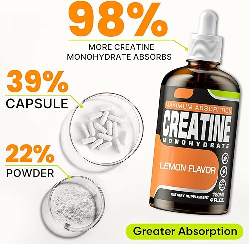 Miniatura 8 de Monohidrato de creatina, creatina líquida para masa muscular, fuerza, glúteos, glúteos y resistencia, creatina para mujeres y hombres con colágeno