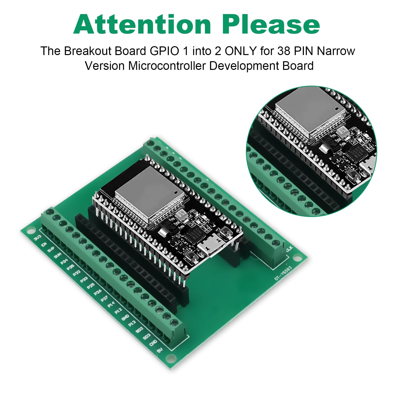 ESP32 Breakout Board Binghe 3 pezzo ESP32 Scheda di espansione GPIO 1 in 2 Spaziatura tra i pin 22,5 mm Compatibile con le schede di sviluppo ESP32 a 38 pin