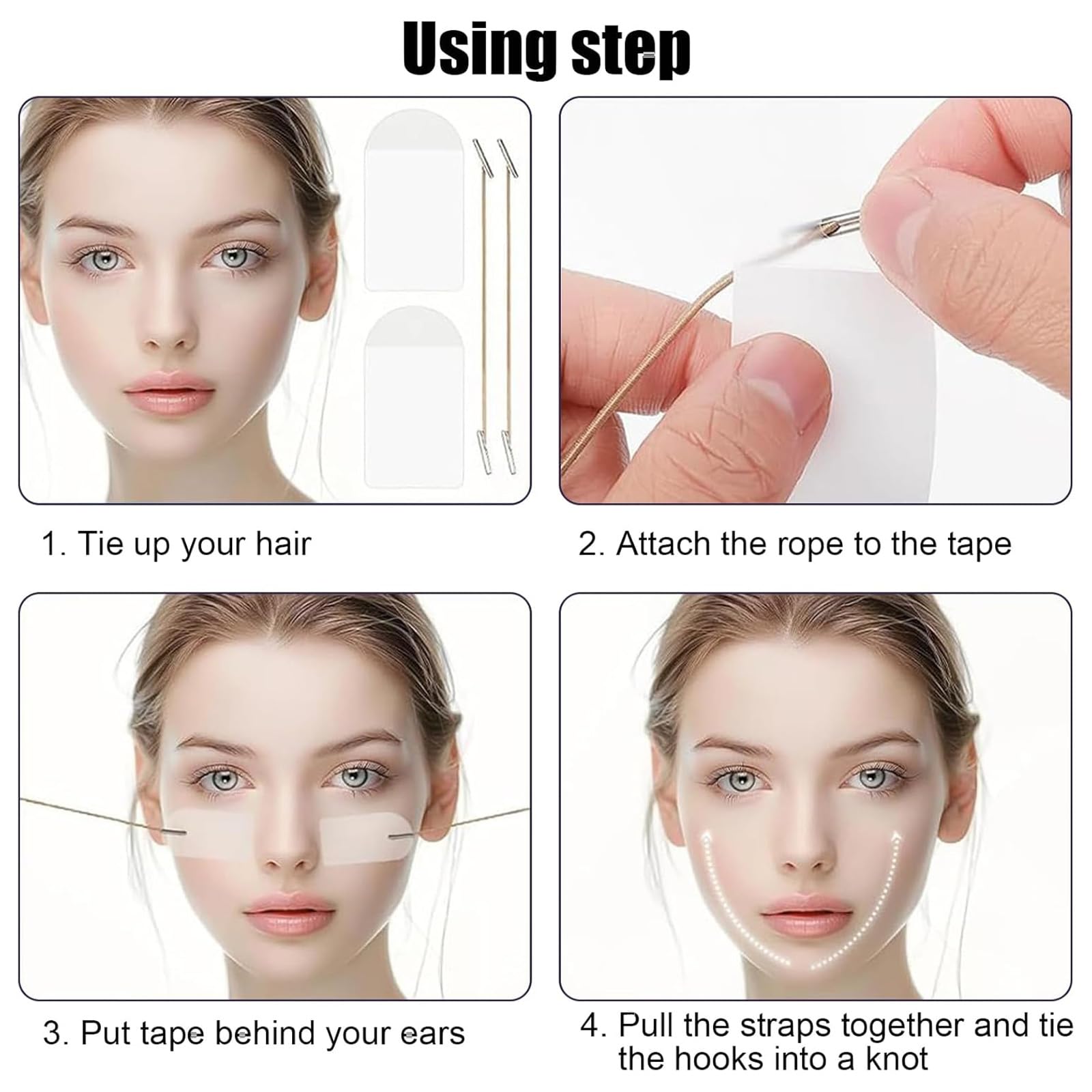40 Pezzi Face Lift Tape, Invisibile Face Lifting Tape con 8 Corde, Tiranti Viso Lift Istantaneo Sollevamento, Forma di V Cerotti Viso Lifting, Strumenti per Riduce le Rughe per Occhi, Collo