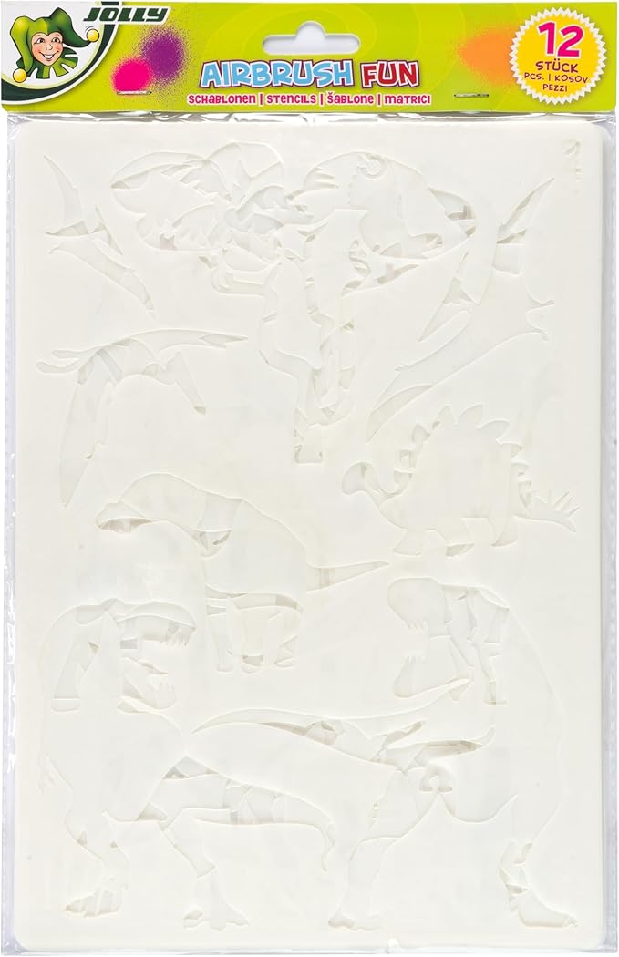 JOLLY Airbrush Schablone Set, 12 Stück, A4-Format, Kunststoff, Transparent, Vielseitige Motive, Wiederverwendbar JOLLY Airbrush Schablone Set, 12 Stück, A4-Format, Kunststoff, Transparent, Vielseitige Motive, Wiederverwendbar