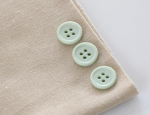 Miniatura 3 de GANSSIA 160 botones de costura de 58 pulgadas (0.591 in) para prendas de vestir con parte trasera plana, botones verdes claros, manualidades,