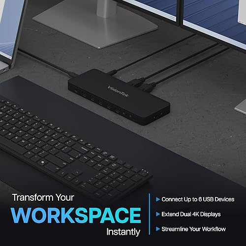 Miniatura 4 de VisionTek Estación de acoplamiento universal dual 4K VT4600DL carga de 100 W (USB-A, USB-C)