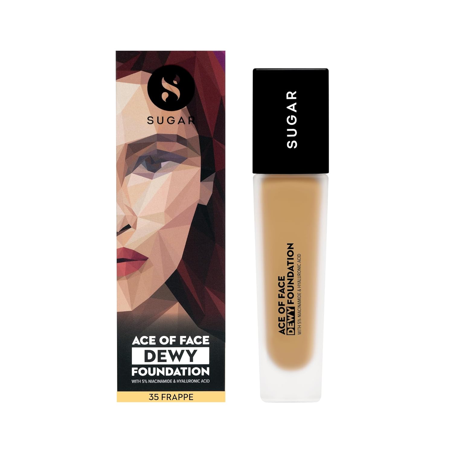 SUGAR Cosmetics Ace Of Face Dewy Foundation with 5% Niacinamide & Hyaluronic Acid | Lasts upto 18hrs | 30 ml – 35 Frappe
