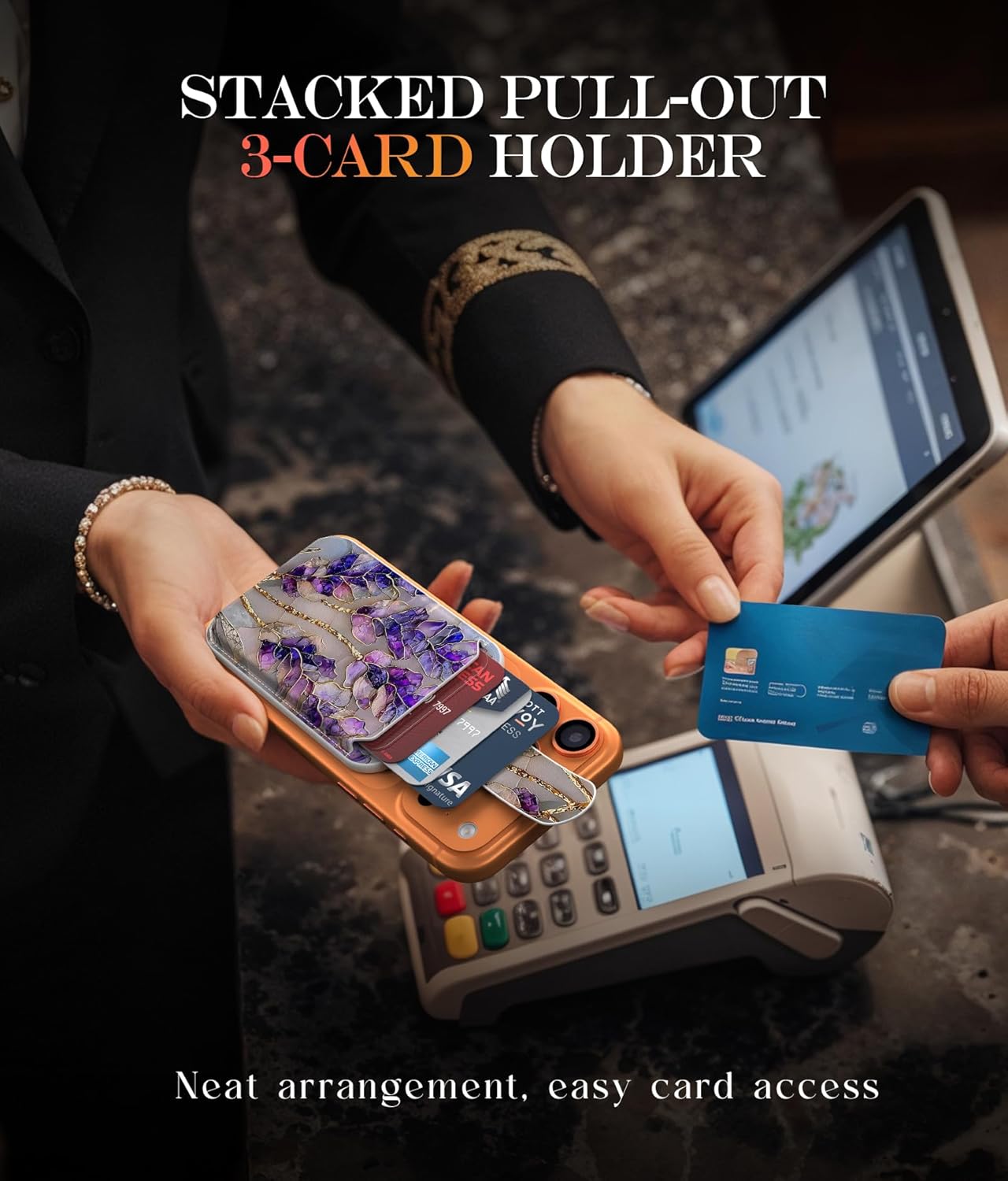 DEENAKIN for MagSafe Wallet, 3 Card Holder With RFID Blocking, Slim Magnetic Wallet for iPhone 17/16/15/14/13/12 Series and Samsung Phone with Cute Trendy Designs, Lavender - Image 3