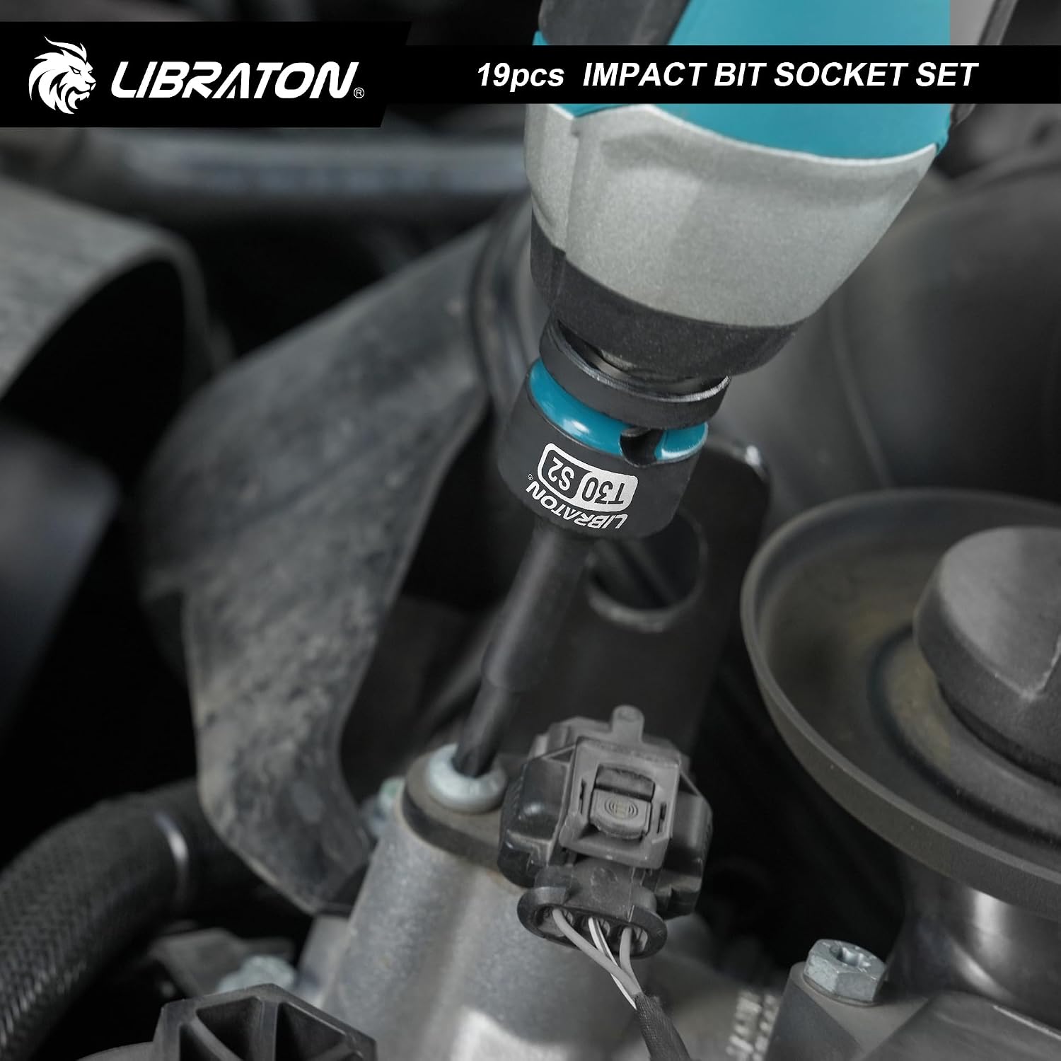 LIBRATON Impact HEX & TORX Bit Socket Set, 1/2" Dr, S2 Steel, 19PCS High Torque Sockets (H5-H19 + T30-T80) for Professional Mechanics & Automotive Repair (XPE Storage Cases)