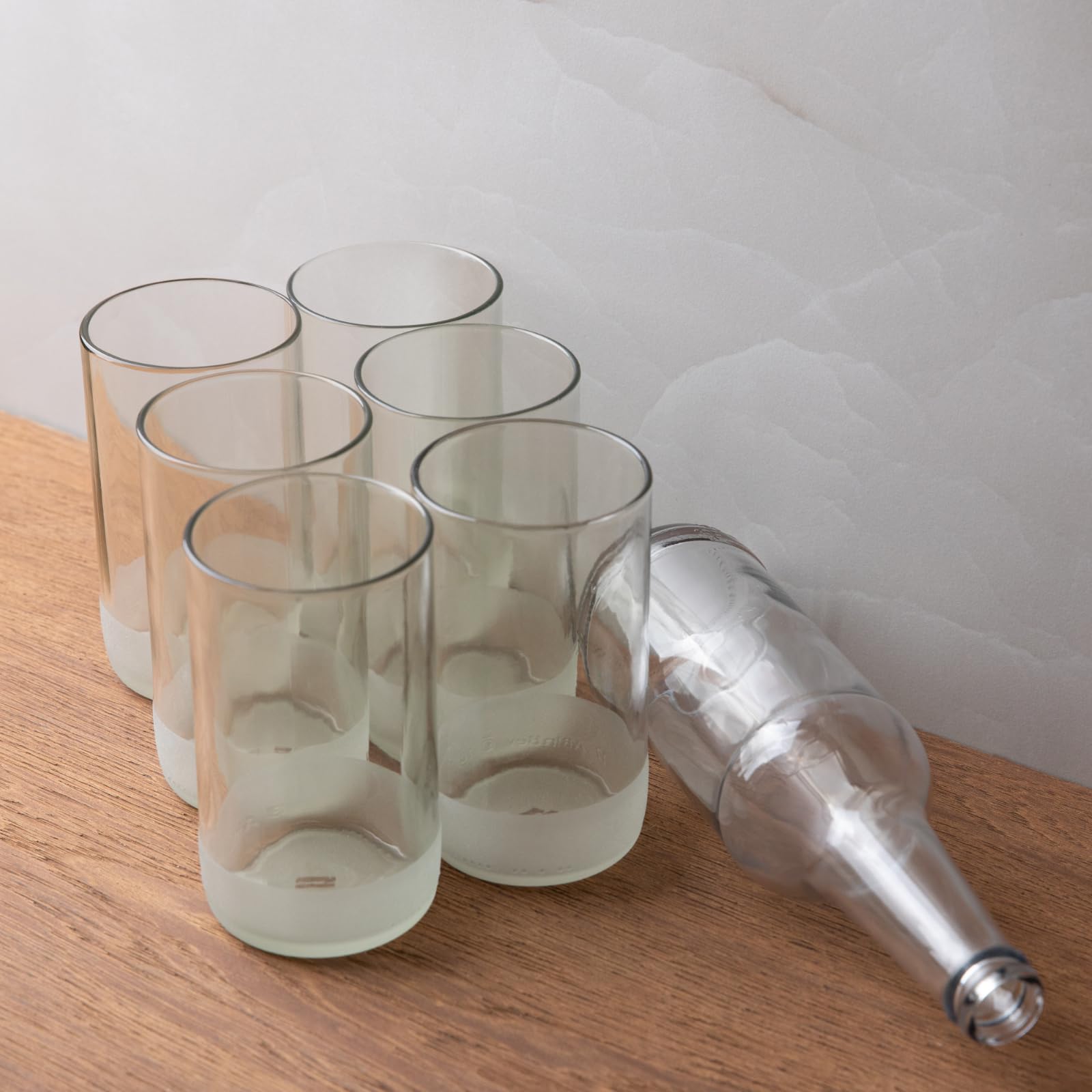 IWAS Upcycled Hohe Klare Trinkgläser | 350 Ml | 12 Oz | (6Er-Set) | Becher Aus Recyceltem Glas, Perfekt Für Cocktails