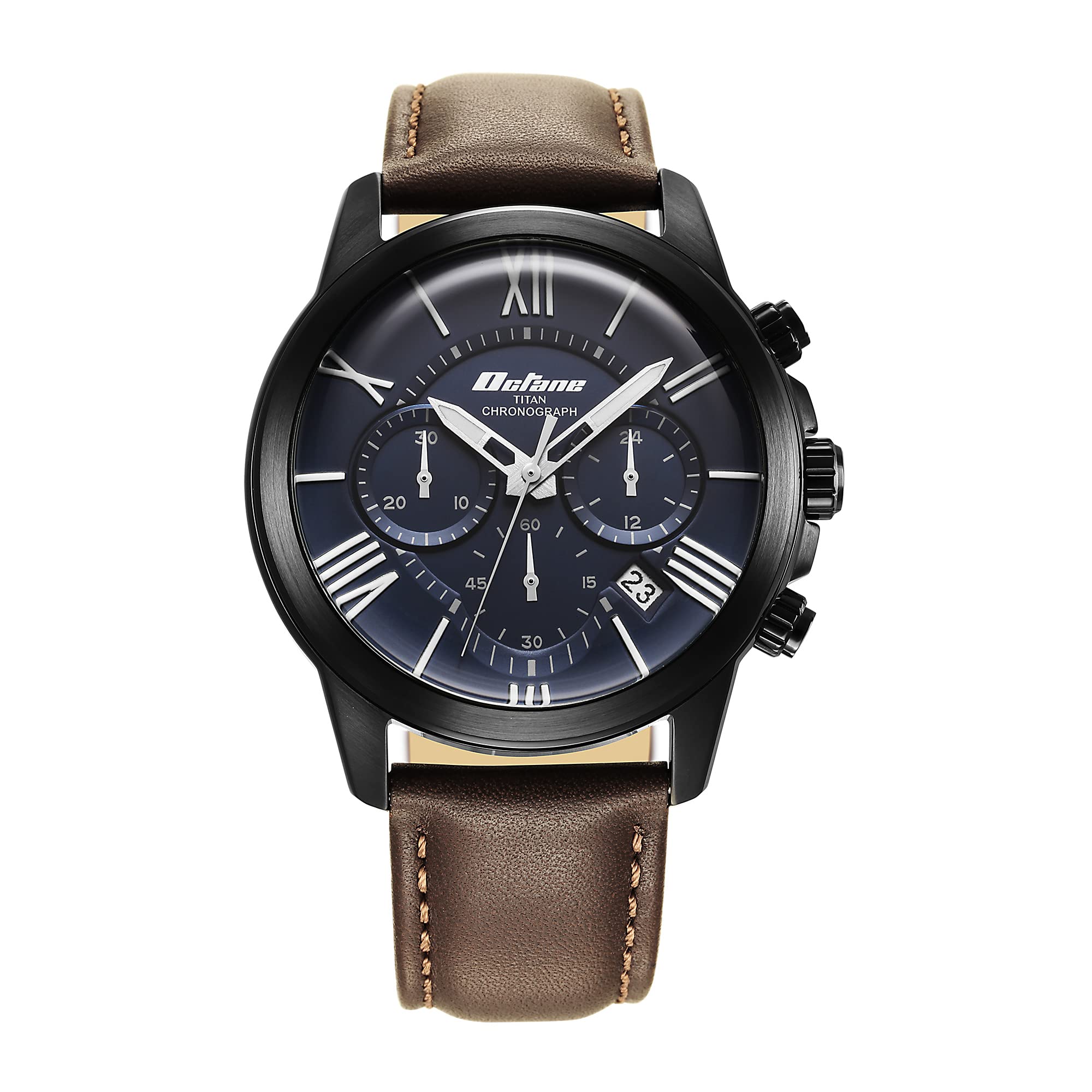 Titan Quartz Chronograph Blue Dial Leather Strap Watch for Men-90152NL01 (B0BFJ4ZHWL) Amazon Price History, Amazon Price Tracker