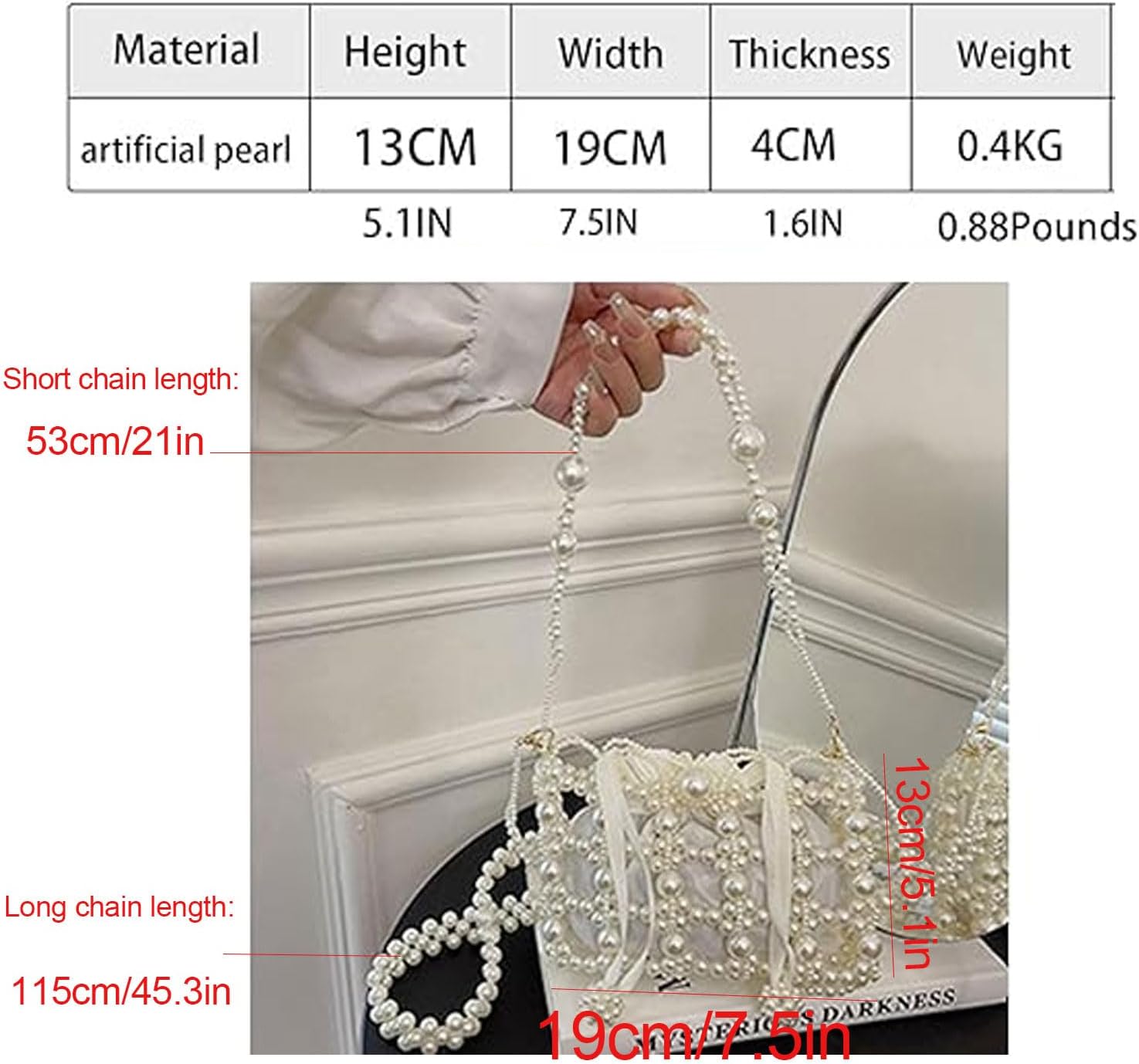Luxury Pearl Bag Chain Bag Purse Evening Bags, Artificial Pearl Clutch Handmade Bags for Party Wedding Bridal Travel 17 - Image 5