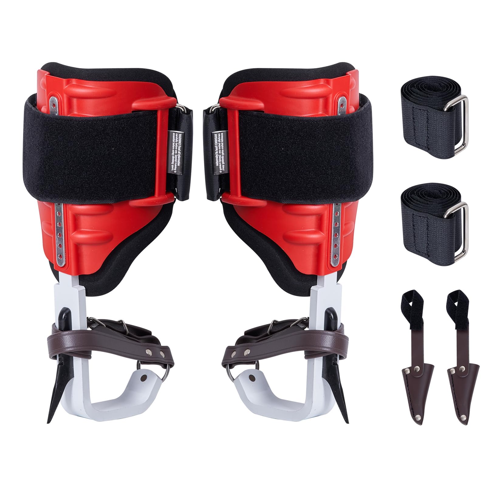 Happybuy Tree Climbing Spikes, 1 Pair Aluminum Climbing Spurs, 350lbs Load Capacity Tree Climbing Gear with Straps and Spike Protectors, Arborist