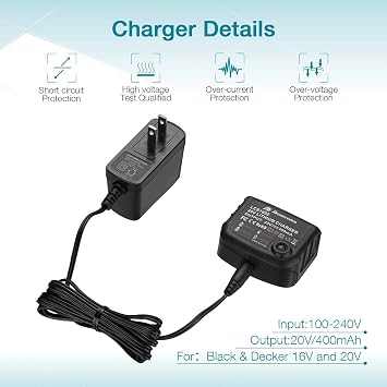 LBXR20 20V 4.0Ah Replacement for Black and Decker 20V Lithium Battery Compatible with LB20 LBX20 LBXR20-OPE LST220 LST300 with 16V/20V Multiple Volt Output Charger 2pack
