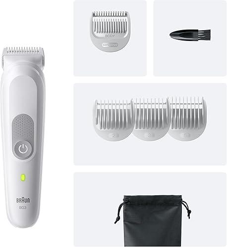 Braun Series 3 Body Groomer for Men, Pubic & Body Hair Trimmer, Waterproof Electric Ball Trimmer & Male Shaver for Sensitive Areas, SkinGuard Grooming Kit with 6 Tools, 80 Min Runtime, BG3575 Grey - 7