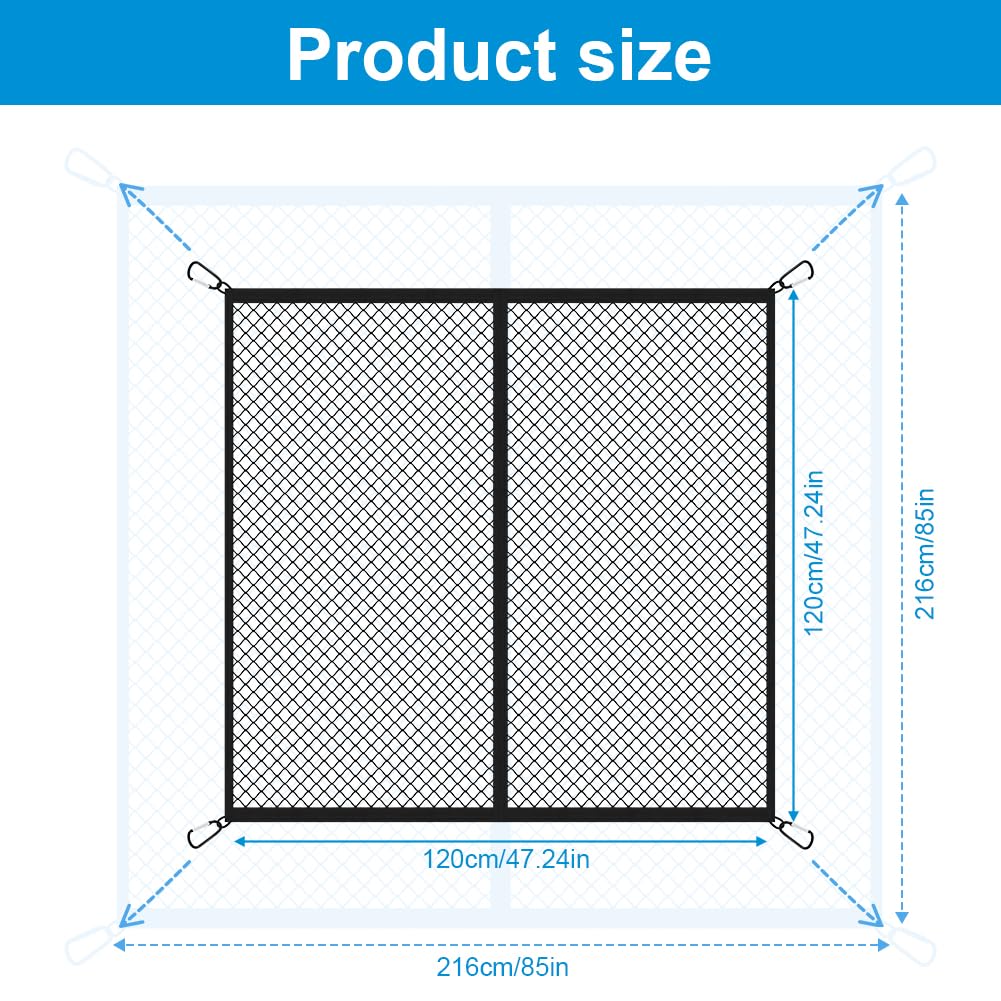flintronic Siatka do bagażnika samochodowego z 6 karabińczykami - 120 x 120 cm