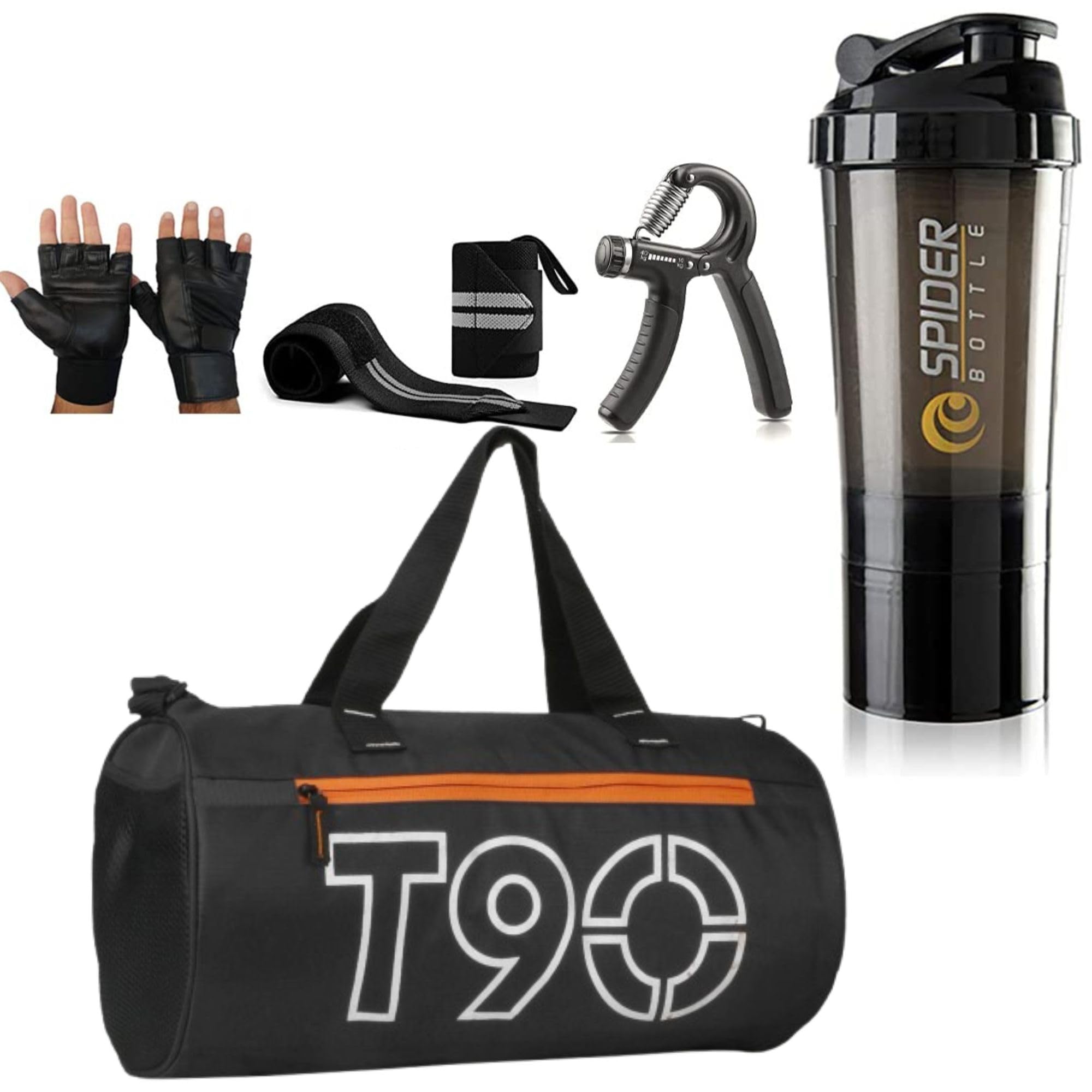New Gym Bag Combo for Men Combo Set for Men and Women Workout - Boost Your Workout with My Gym Bag, Wrist Band & Gym Shaker Bottle || Shaker Bottle 500 ml || My GymBag for Fitness (T90 Black)-image-6
