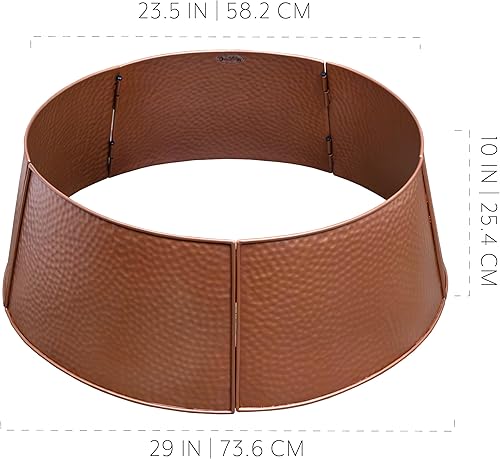 Miniatura 6 de AuldHome Design Collar de árbol de granja martillado de cobre (base de 29 pulgadas de diámetro), esmalte vintage, acento de árbol de Navidad, estilo