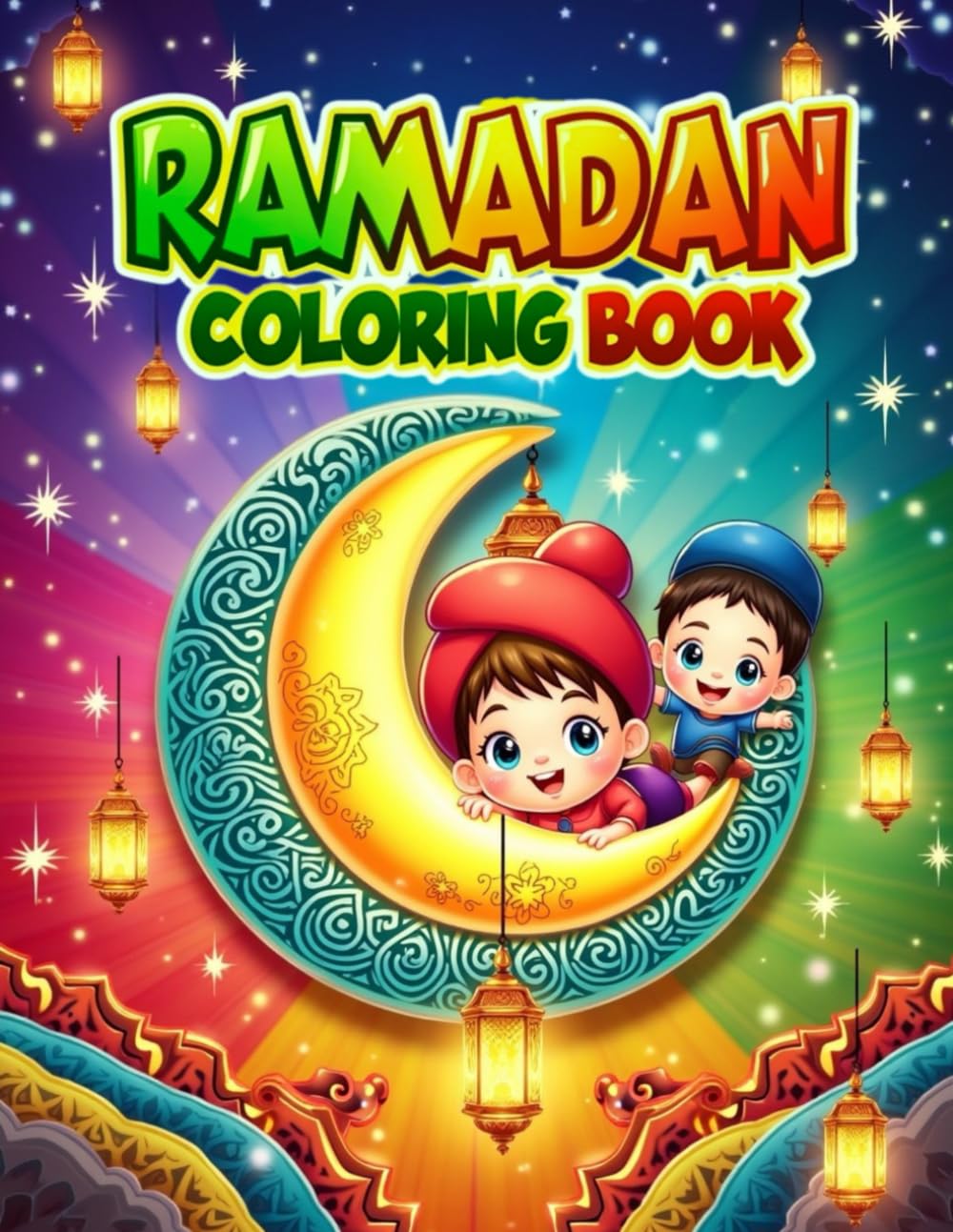 Ramadan Coloring Book for Kids,Simple and Fun Coloring Pages with Easy Islamic Designs