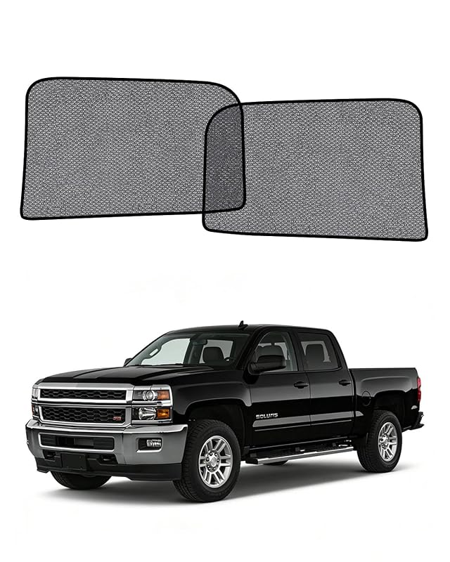 Protetor solar magnético para janela lateral traseira EVOOOR compatível com Chevrolet Silverado 2014–2019, tela de malha preta para privacidade e redução de aquecimento, 2 unidades