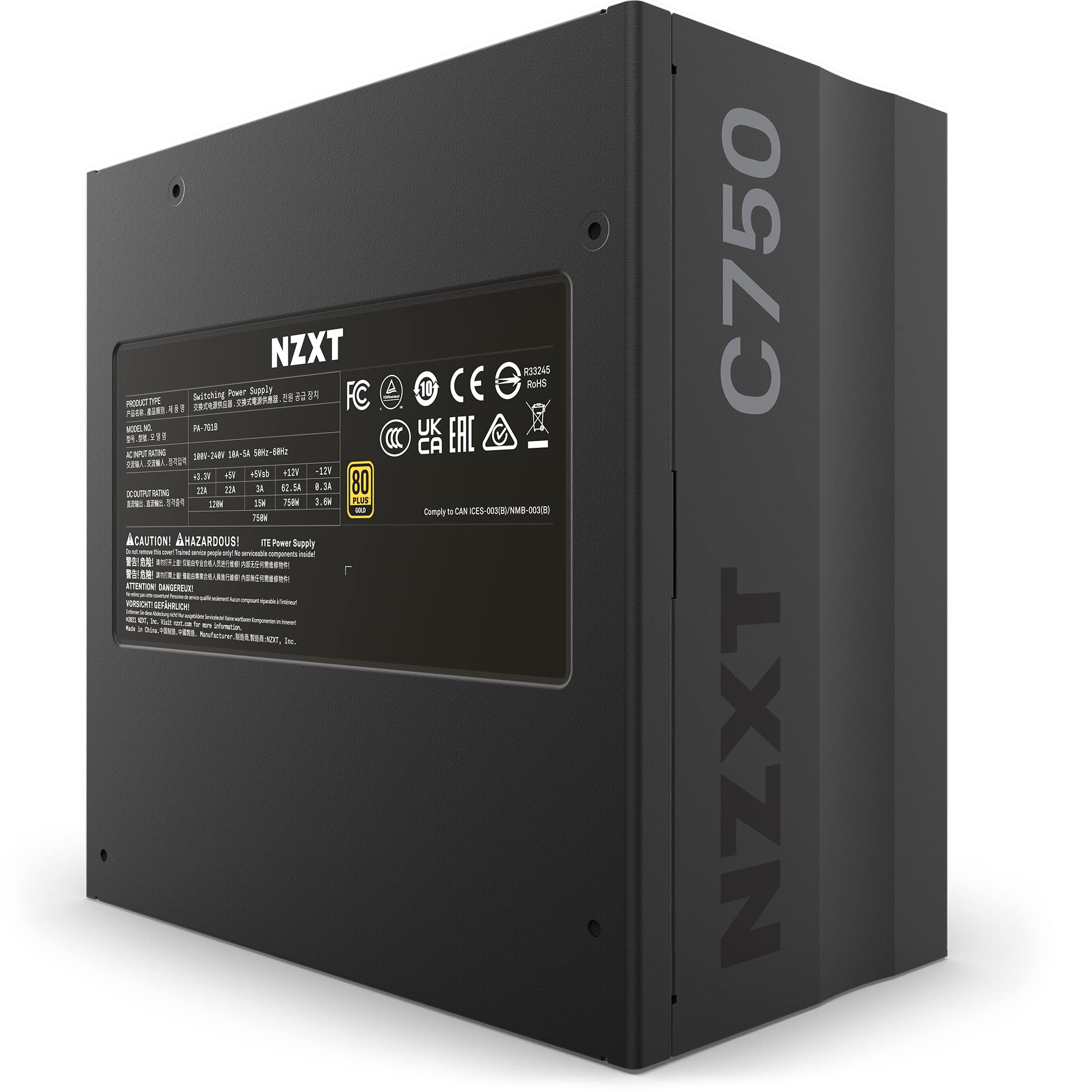 Fonte de Alimentação NZXT C750 80 Plus Gold 750W Full Modular