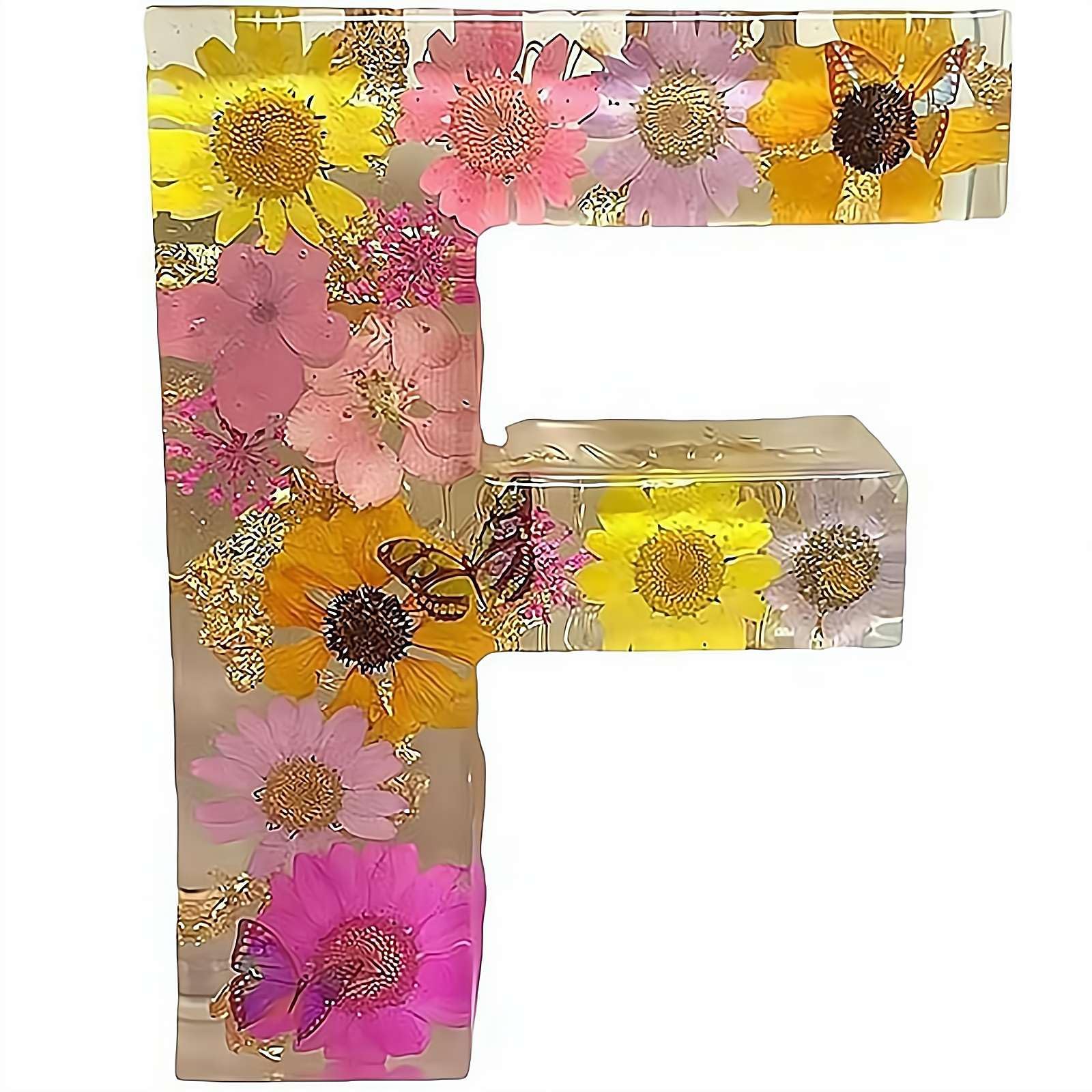 Handmade Floral Night Light, 2026 Floral Resin Night Light Letter, Flower Resin Letter Lamp with LED Lights, DIY Handmade Creative Letters Flower Lamp, For Various (F)