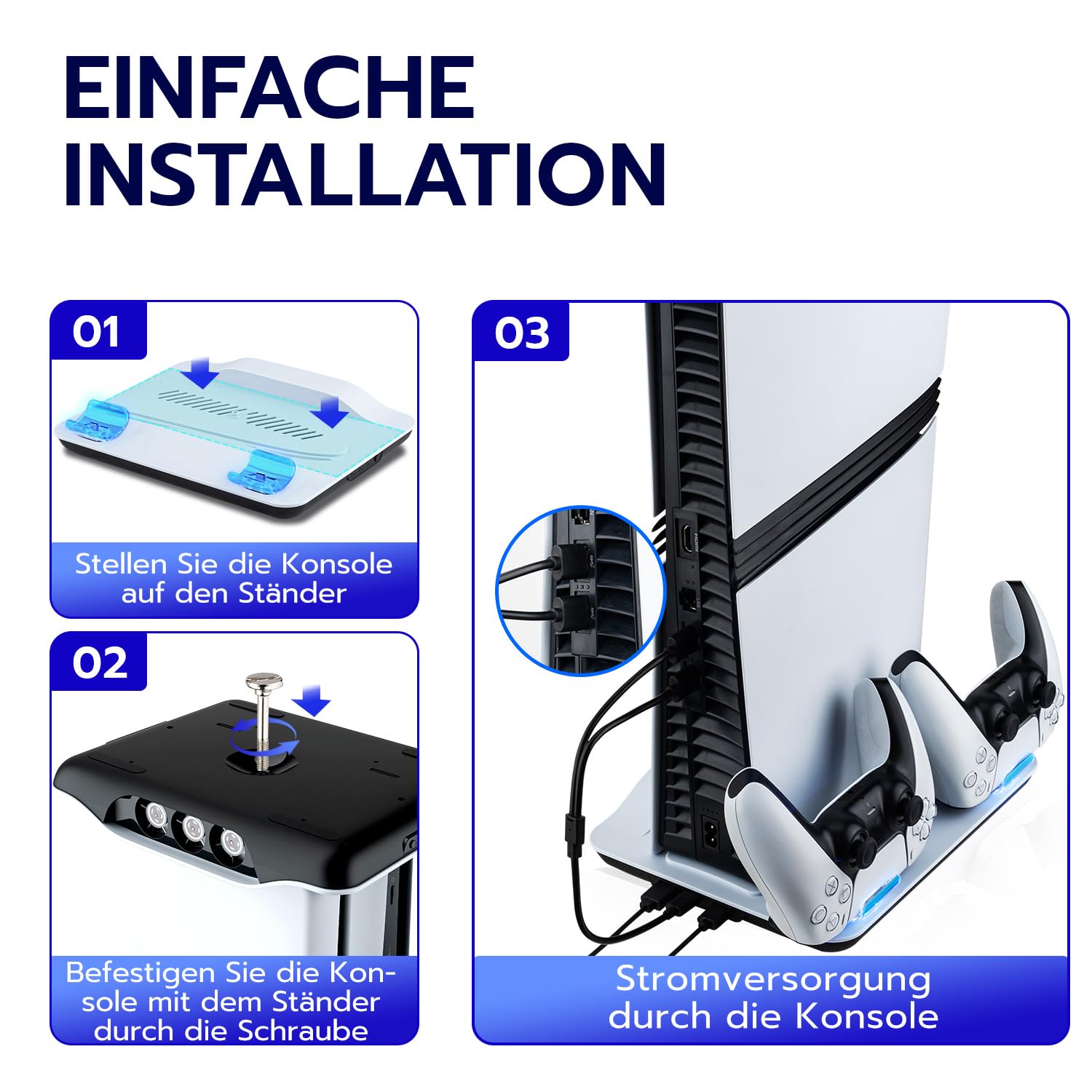 Wigearss PS5/PS5 Slim/PS5 Pro Kühler Standfuß mit Dual Controller Ladegerät, PS5 Controller Ladestation Standfuß mit Lüfter für PS5/PS5 Slim/PS5 PRO