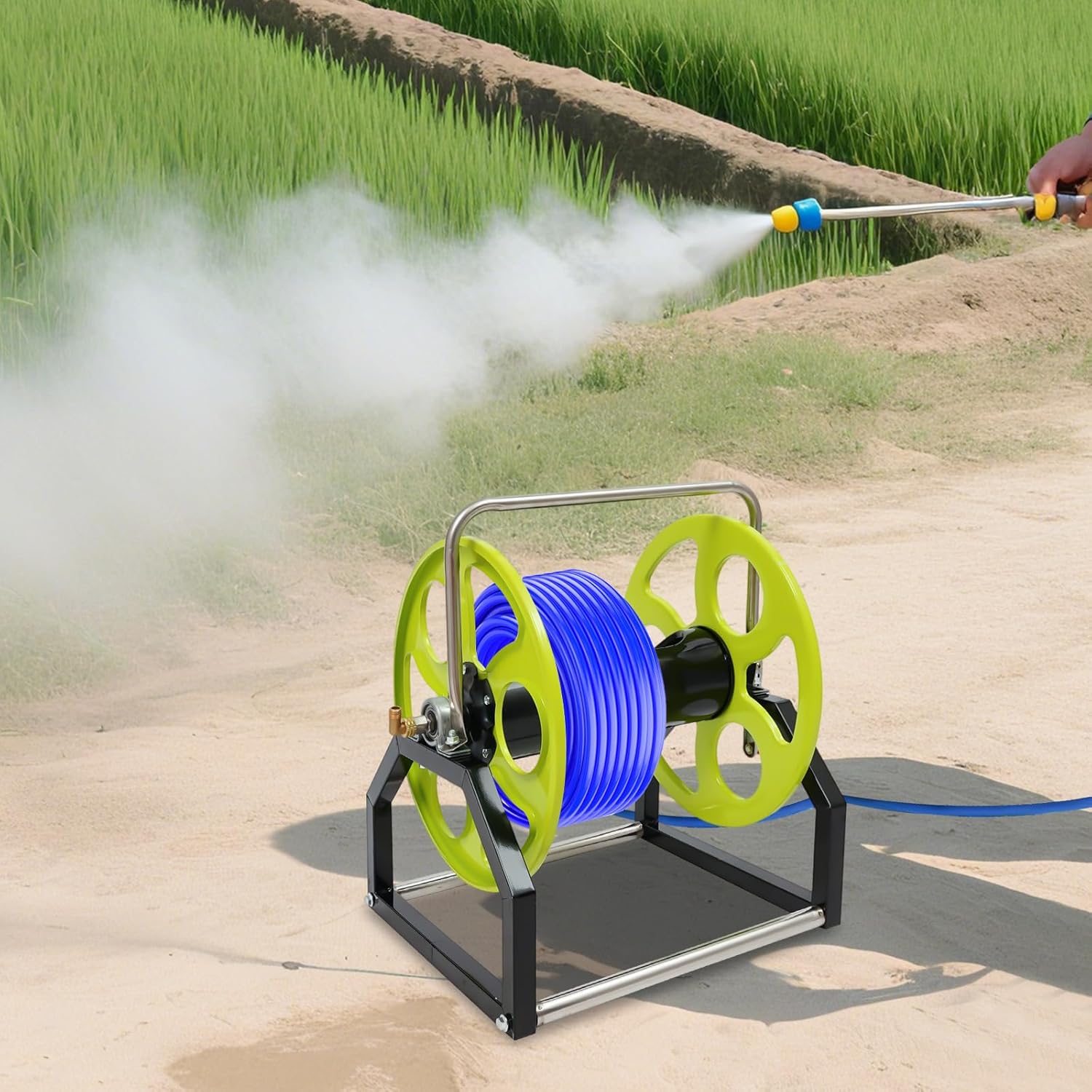 Hose Rotation Reel Garden Hose Reel Metal Hose Reel Floor-mounted 100m/328.1ft