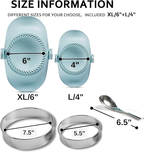 Miniatura 3 de Prensa para Hacer Empanadas de 6 Pulgadas, Juego Extra Grande de Fabricante de Dumplings con Cortador de Masa, Juego de Moldes para Dumplings para