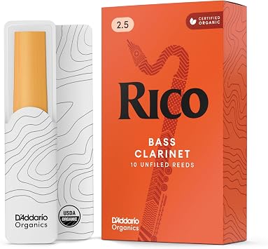 DAddario Woodwinds - Rico Bass Clarinet Reeds - REA1025 - Strength 2.5, 10-Pack