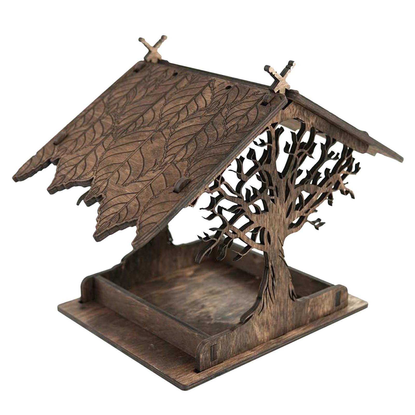 Nido for Uccelli ， Casetta for Uccelli Habitat appollaiato Tasca, Mangiatoia for Uccelli in Legno Massiccio, Giardino Decorativo Appeso con Tetto, Uccelli Resistente alle Intemperie Altalena Giocattol